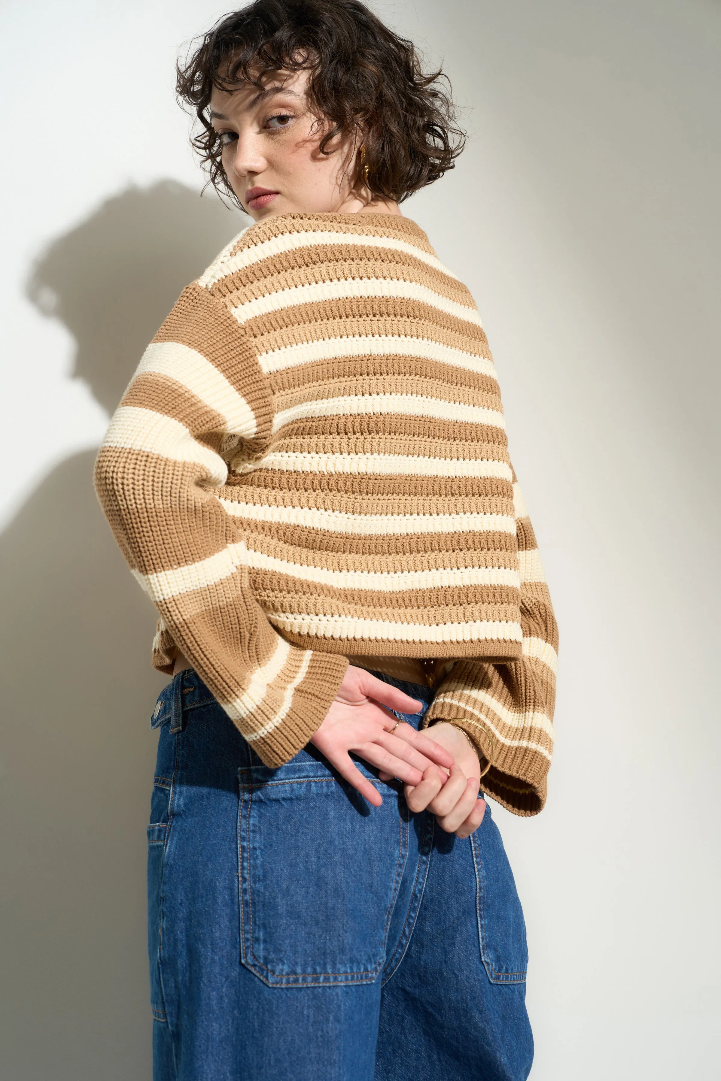 Harriet Cardigan - Khaki Stripe - Sample sold by Callahan product image thumbnail 5