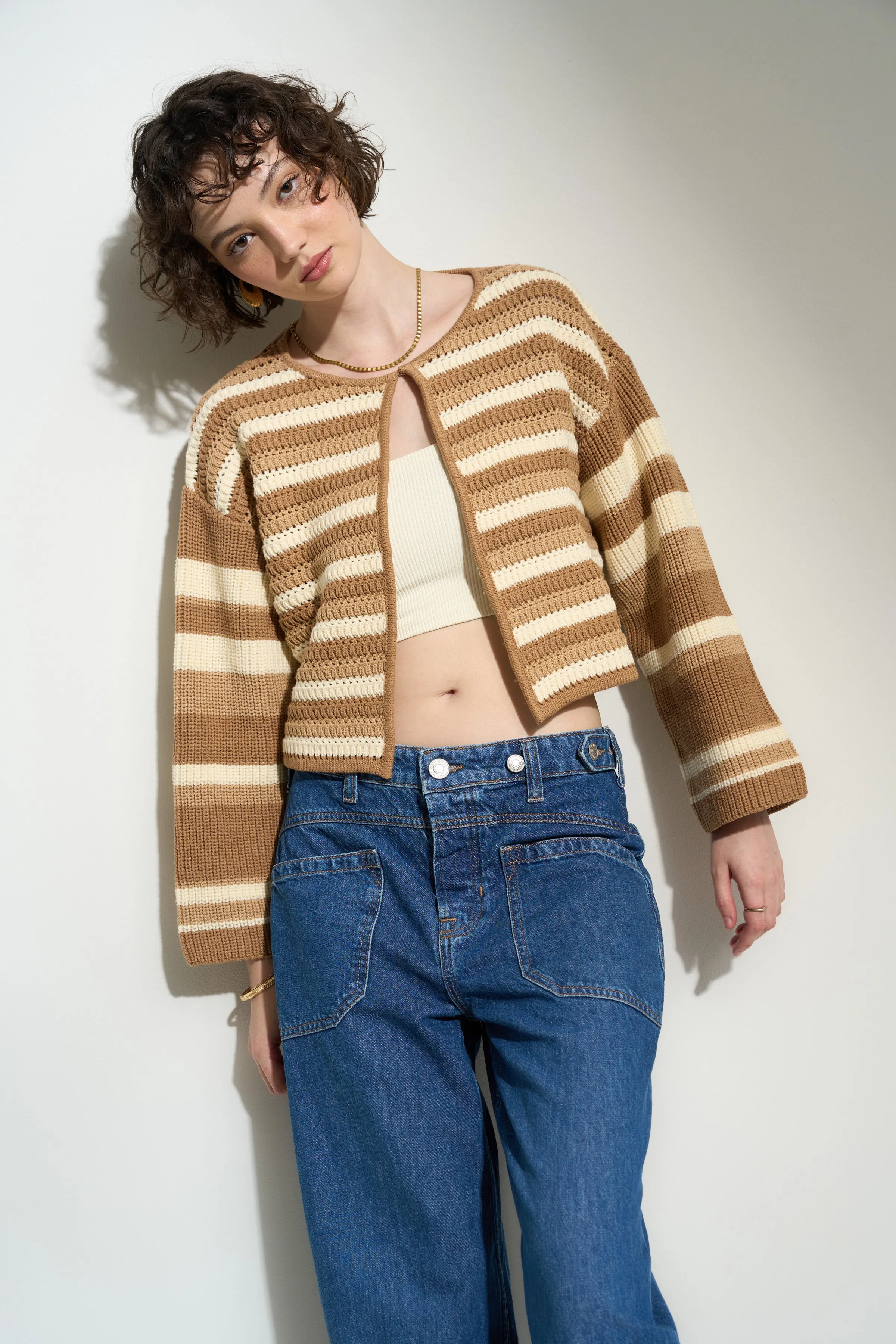 Harriet Cardigan - Khaki Stripe - Sample sold by Callahan product image thumbnail 3