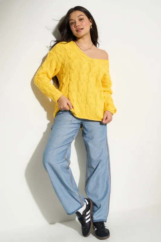 Alfie Cableknit Sweater - Yellow sold by Callahan