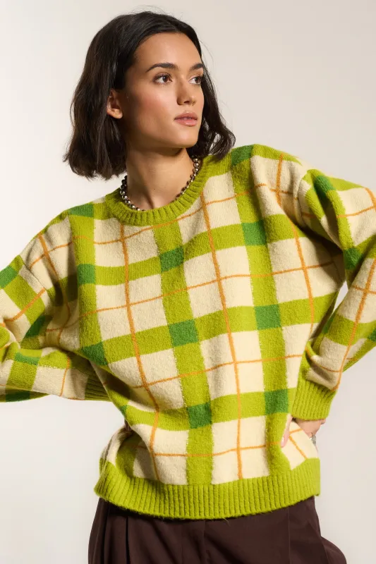 Melody Plaid Crewneck - Fern sold by Callahan