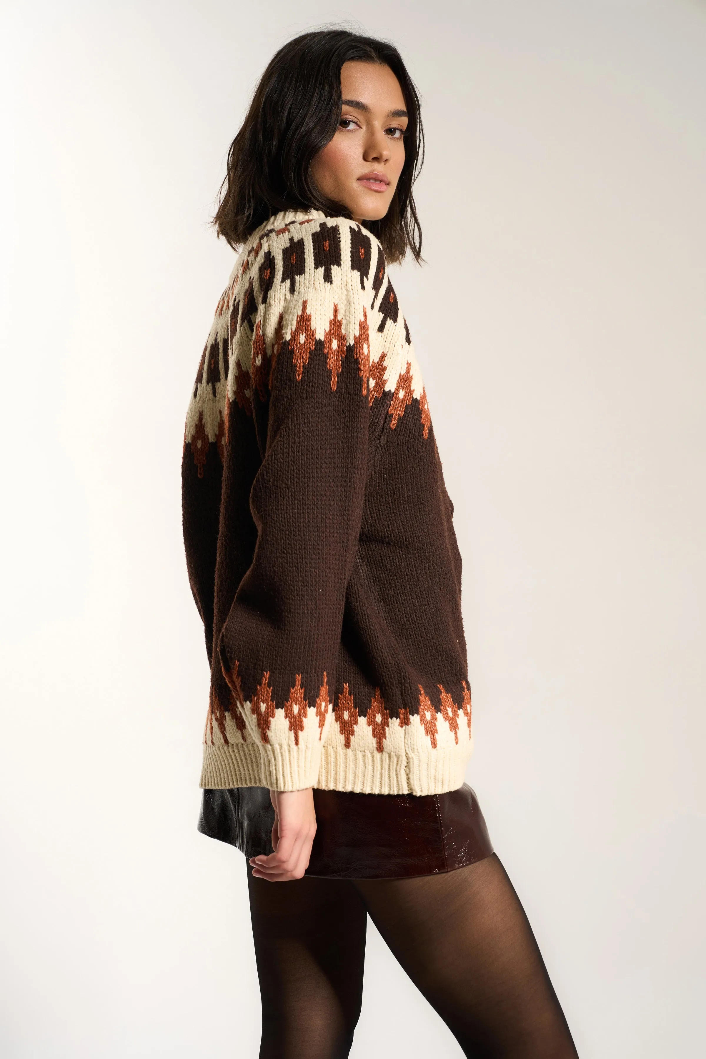 Kathleen Fair Isle Pullover - Chocolate sold by Callahan product image thumbnail 3