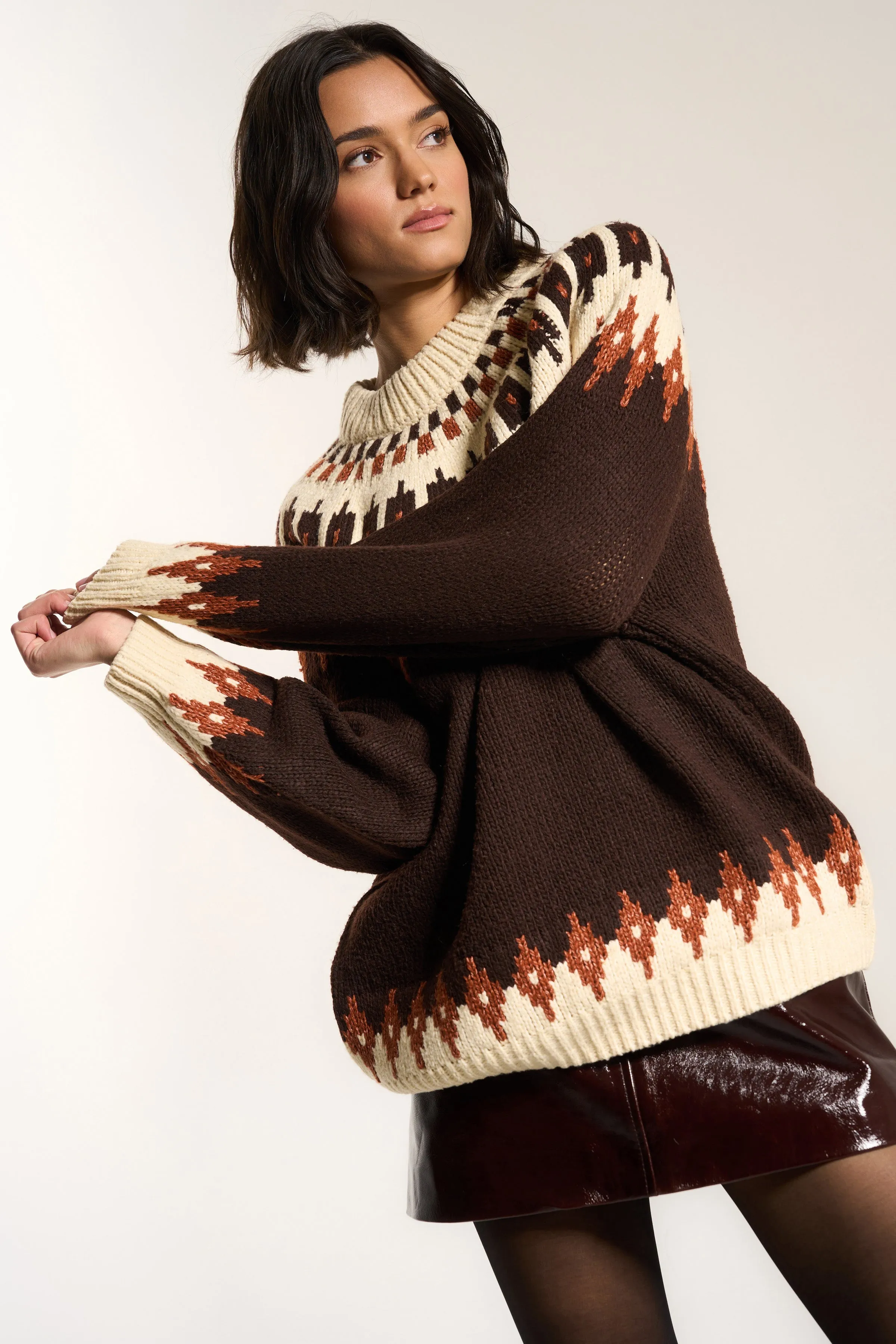 Kathleen Fair Isle Pullover - Chocolate sold by Callahan product image thumbnail 2