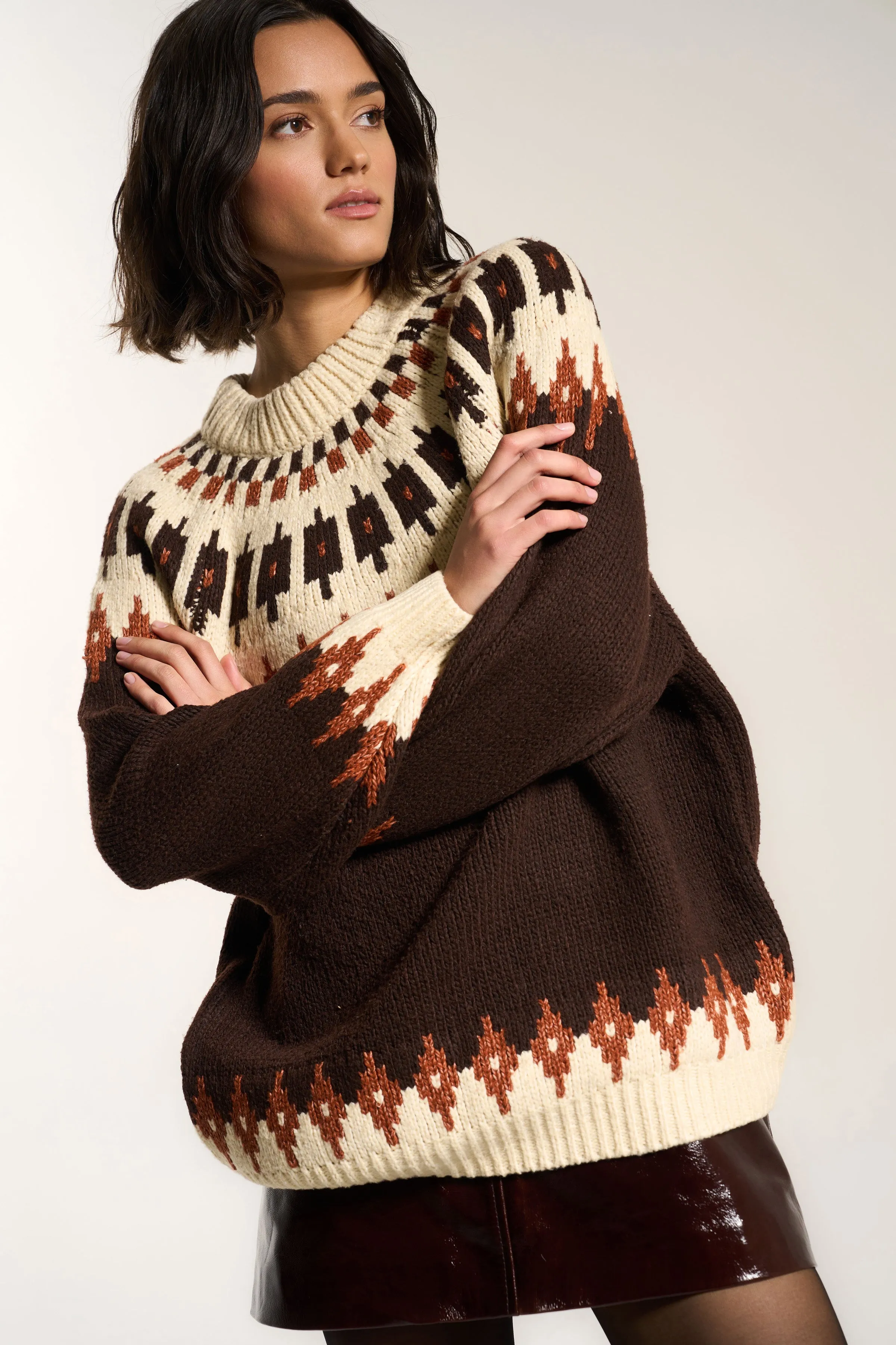 Kathleen Fair Isle Pullover - Chocolate sold by Callahan