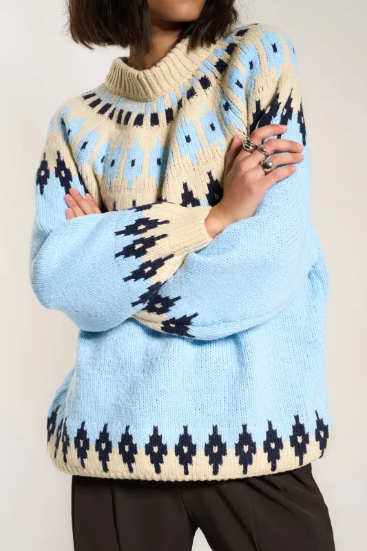 Kathleen Fair Isle Pullover - Sky sold by Callahan
