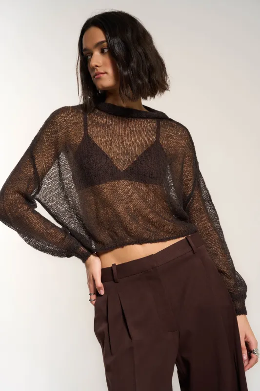 Lina Sheer Pullover - Chocolate Brown sold by Callahan