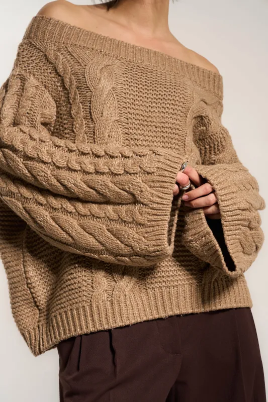 Melanie Cableknit Pullover - Raw Umber sold by Callahan