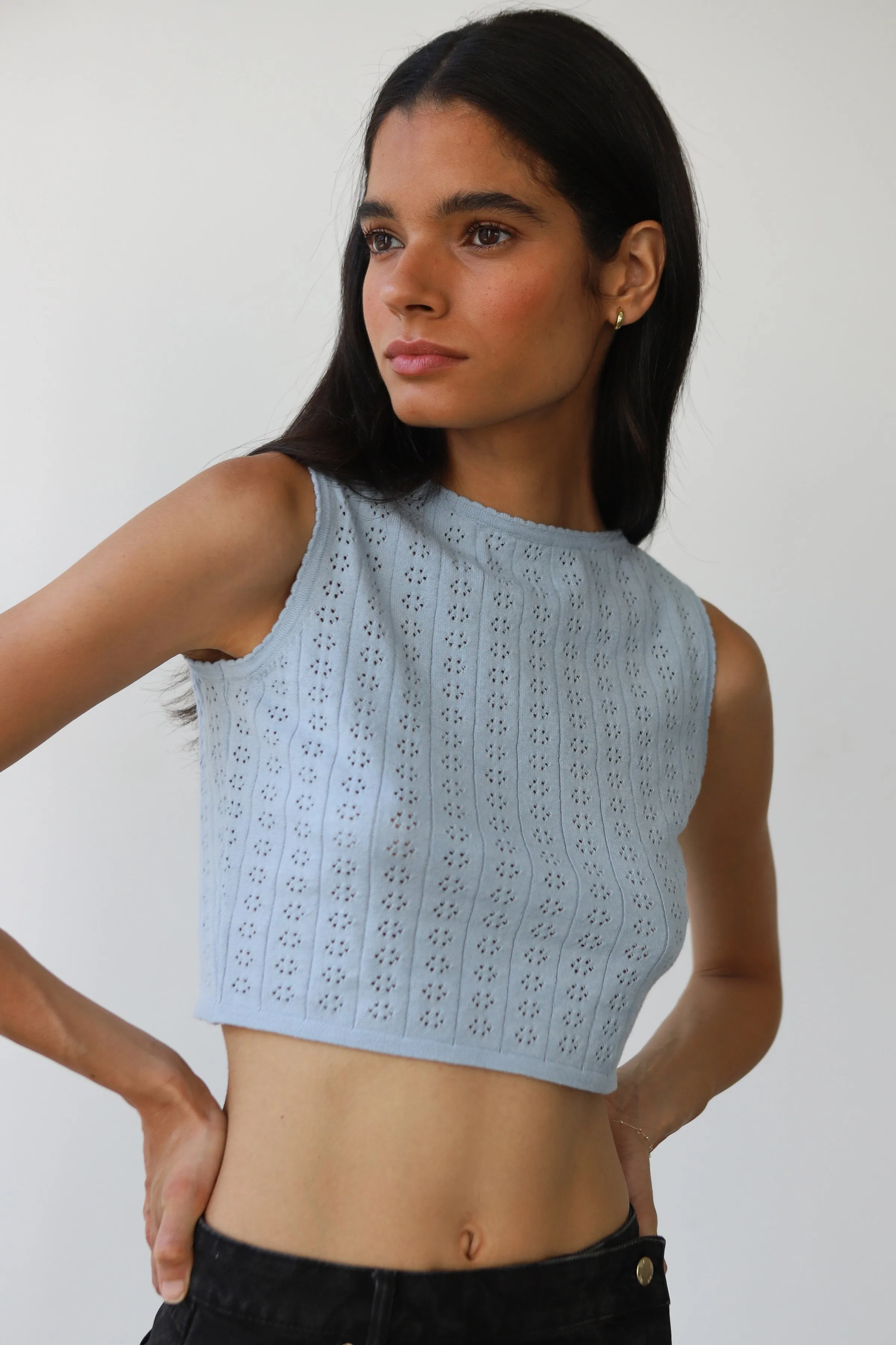 Nerissa Pointelle Tank - Light Blue sold by Callahan product image thumbnail 2