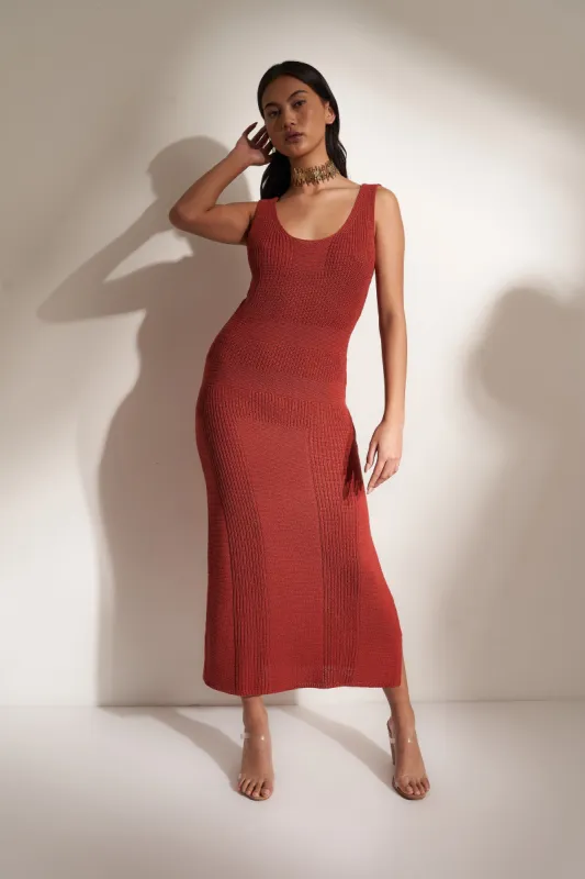 Carmelita Midi Dress - Rust sold by Callahan