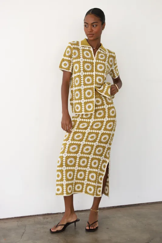 Leonor Crochet Maxi Skirt - Bronze sold by Callahan