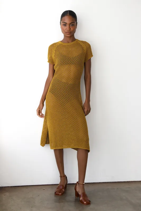 Francisca Crochet Midi Dress - Bronze made by Callahan
