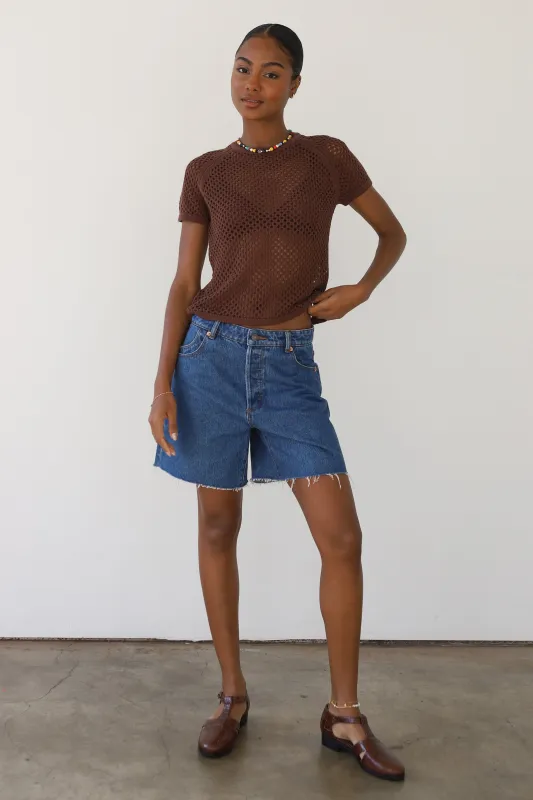 Francisca Crochet Tee - Chocolate sold by Callahan