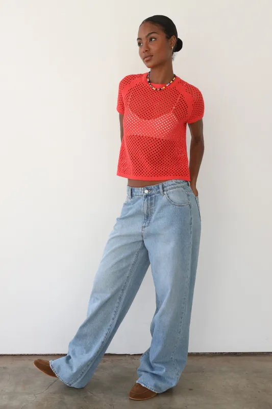 Francisca Crochet Tee - Poppy sold by Callahan