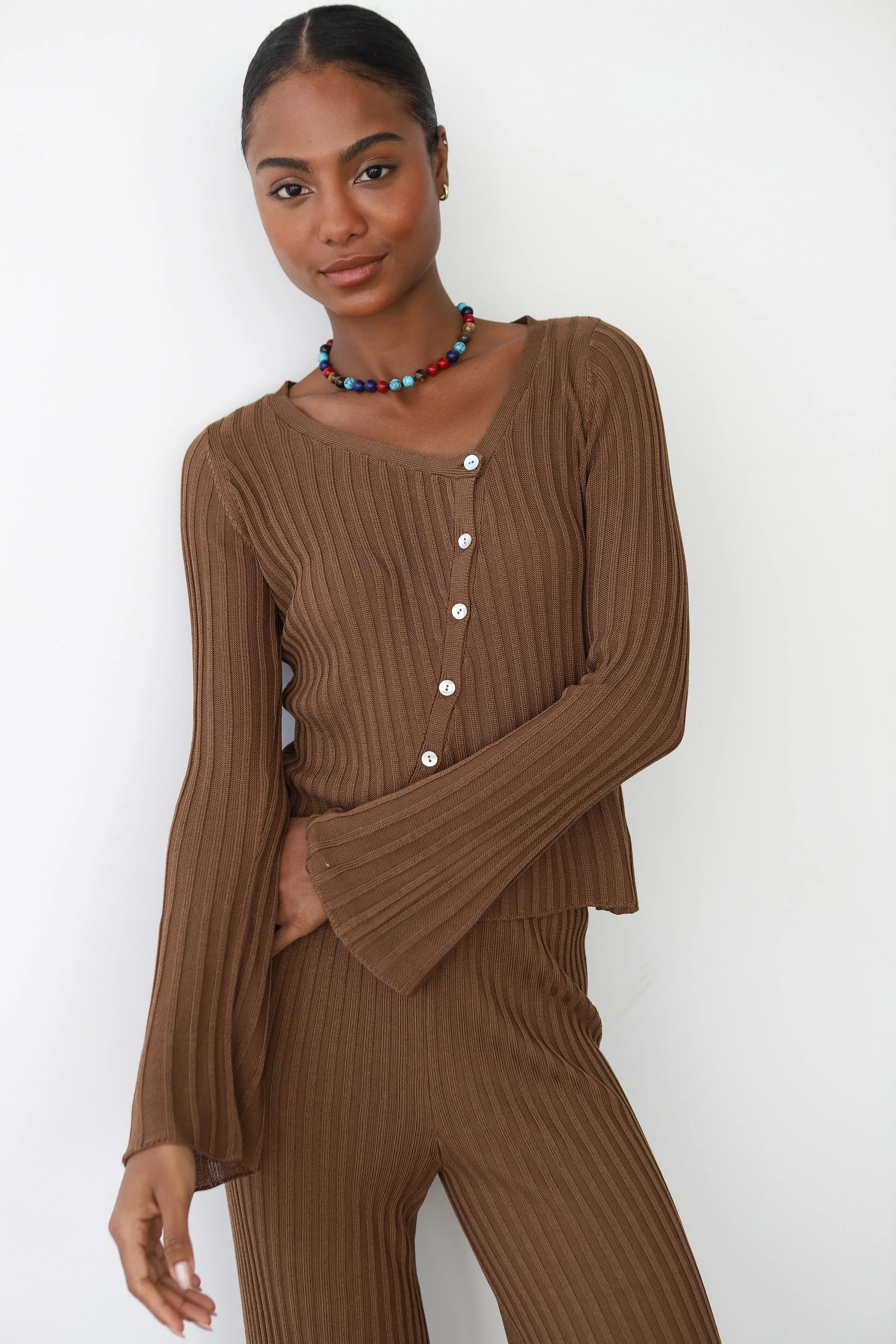 Theresa Ribbed Pant - Chocolate sold by Callahan product image thumbnail 3