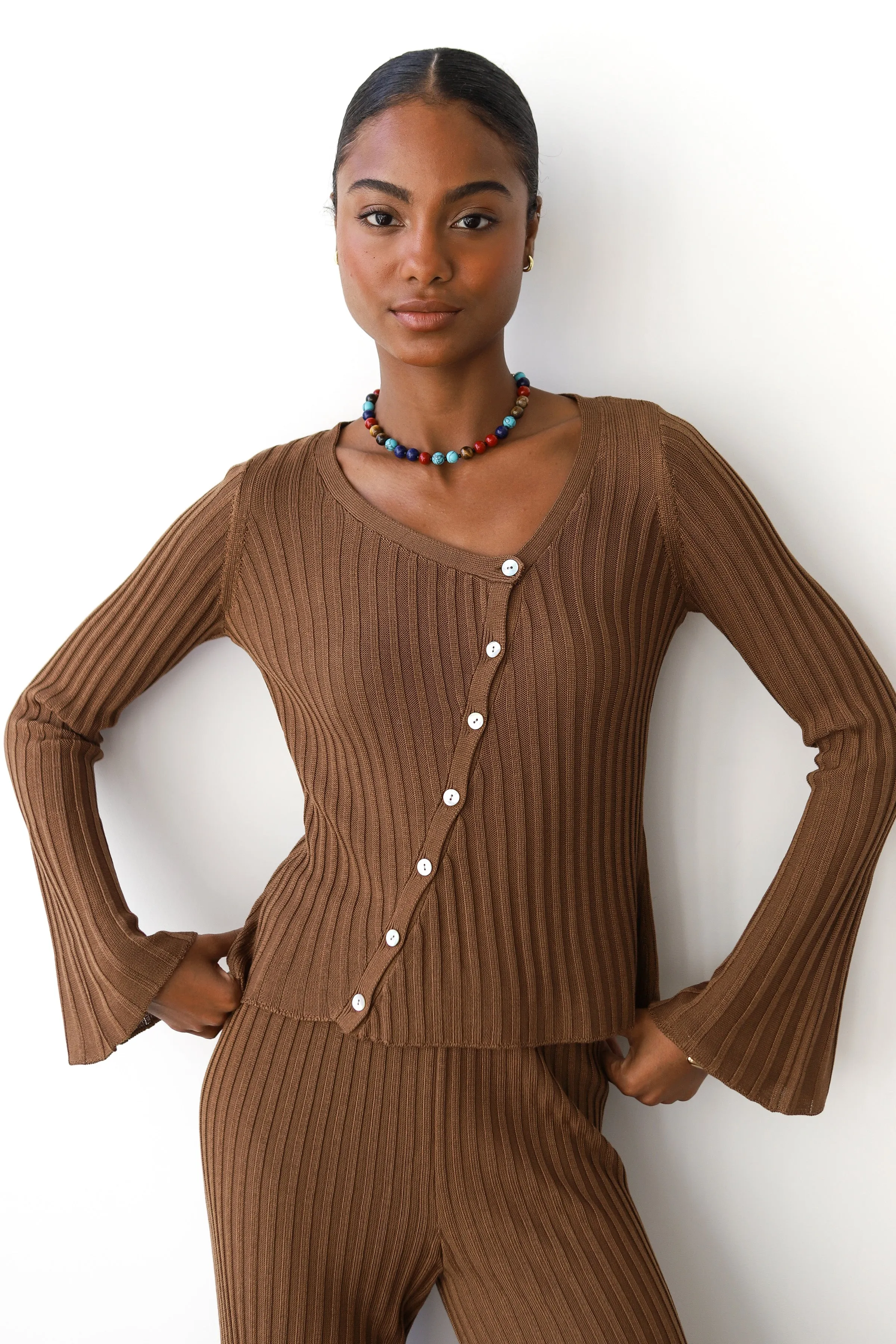 Theresa Ribbed Top - Chocolate sold by Callahan