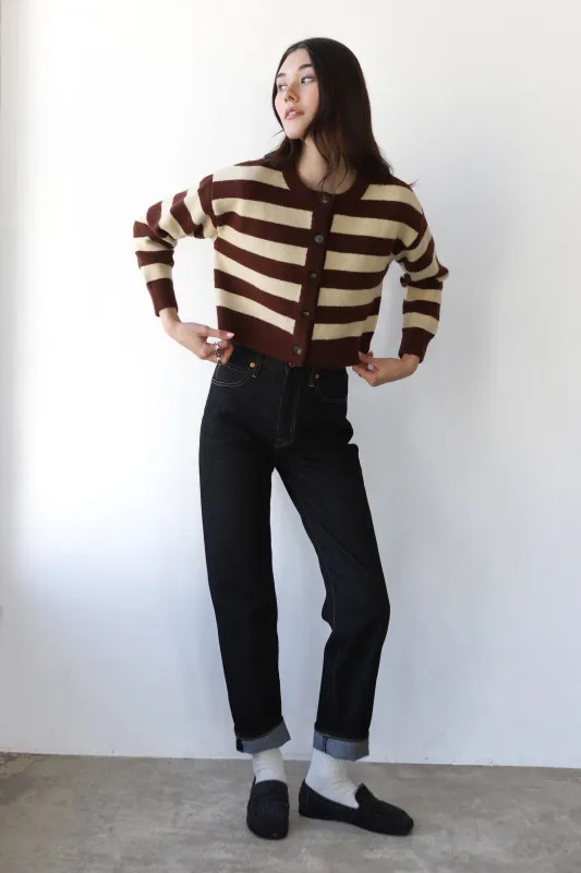 Fiona Cardigan - Chocolate & Creme Stripe made by Callahan