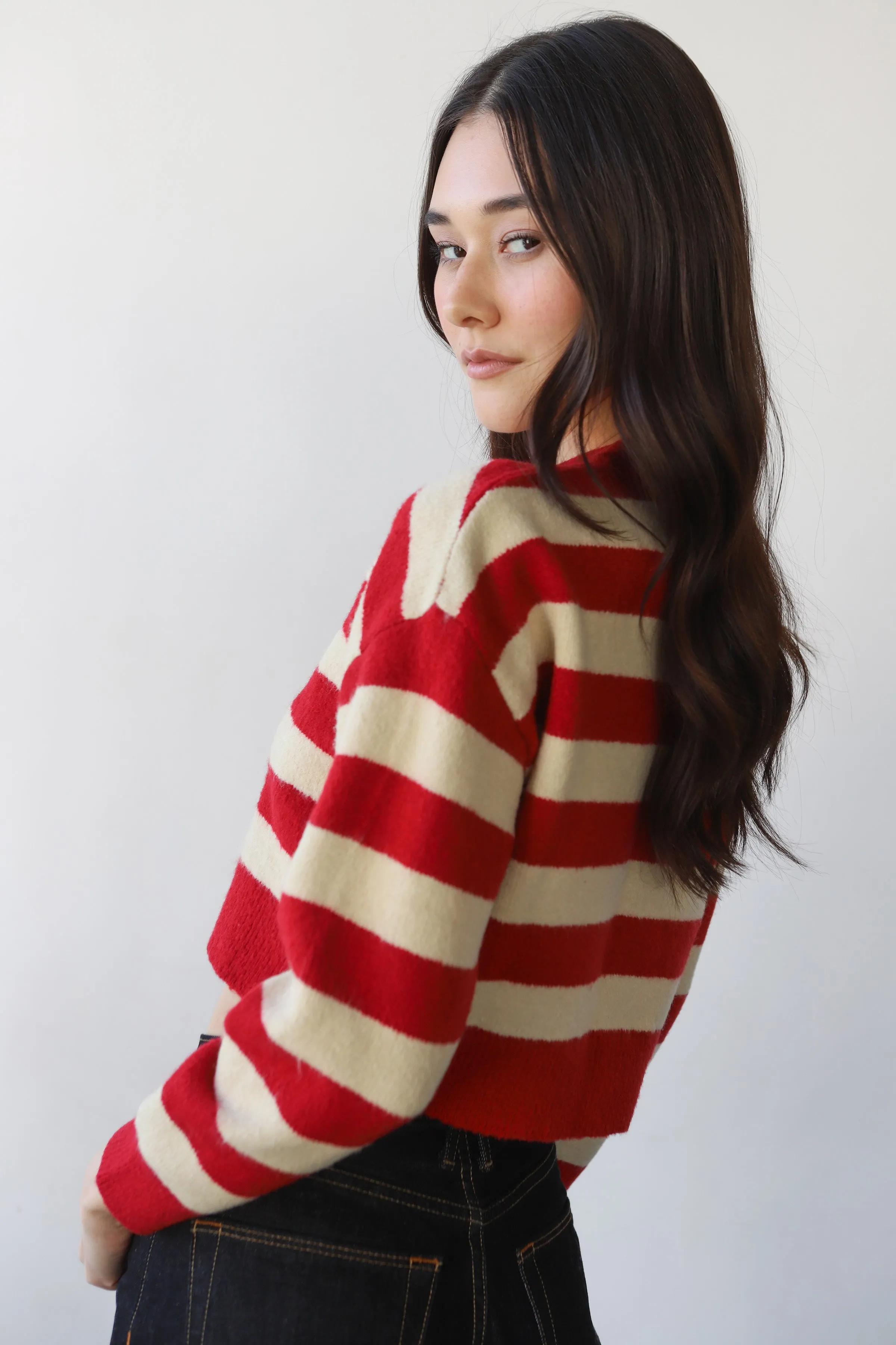 Fiona Cardigan - Cherry & Creme Stripe sold by Callahan product image thumbnail 5