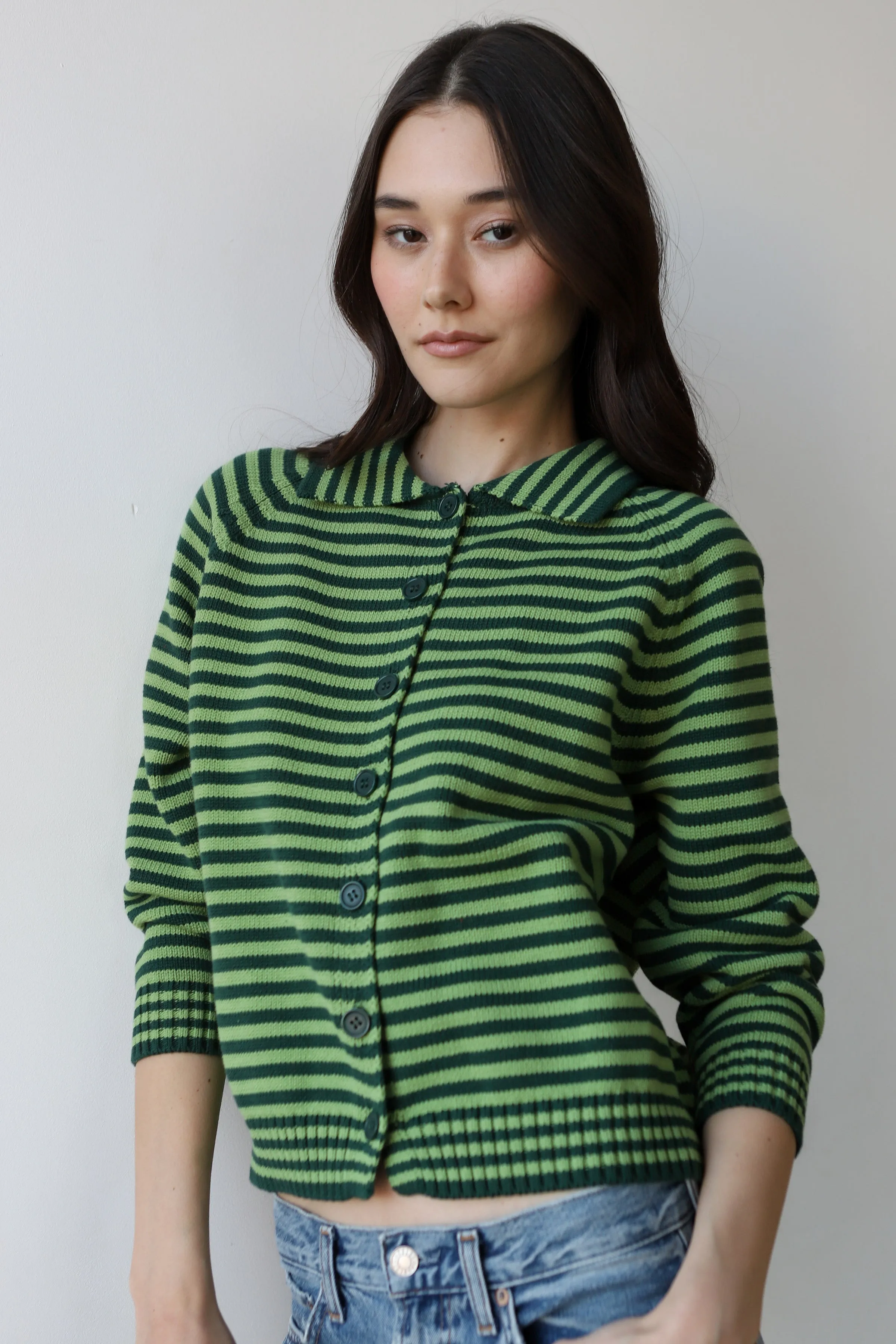 Beth Cardigan - Forest Stripe sold by Callahan