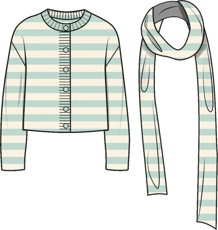Jane Cardigan & Scarf - Jade & Creme made by Callahan