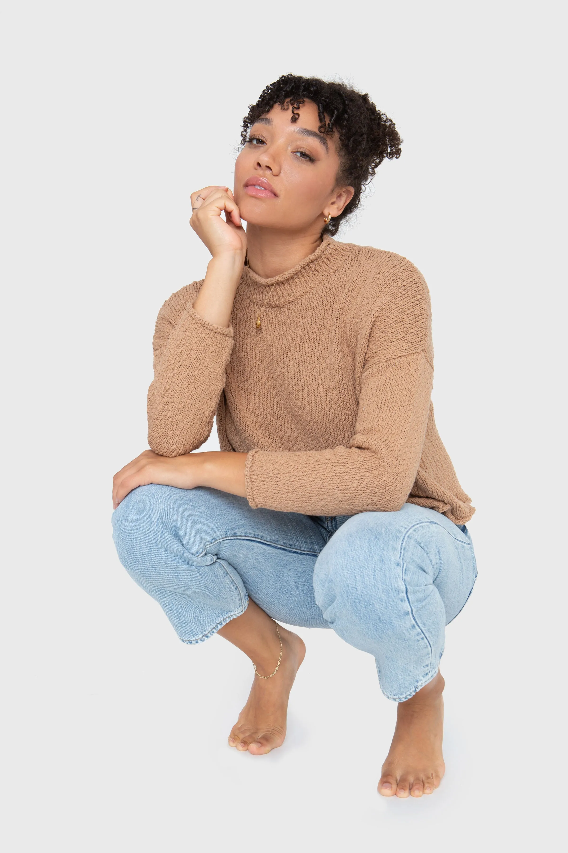 The Mock Neck Pullover - Camel sold by Callahan