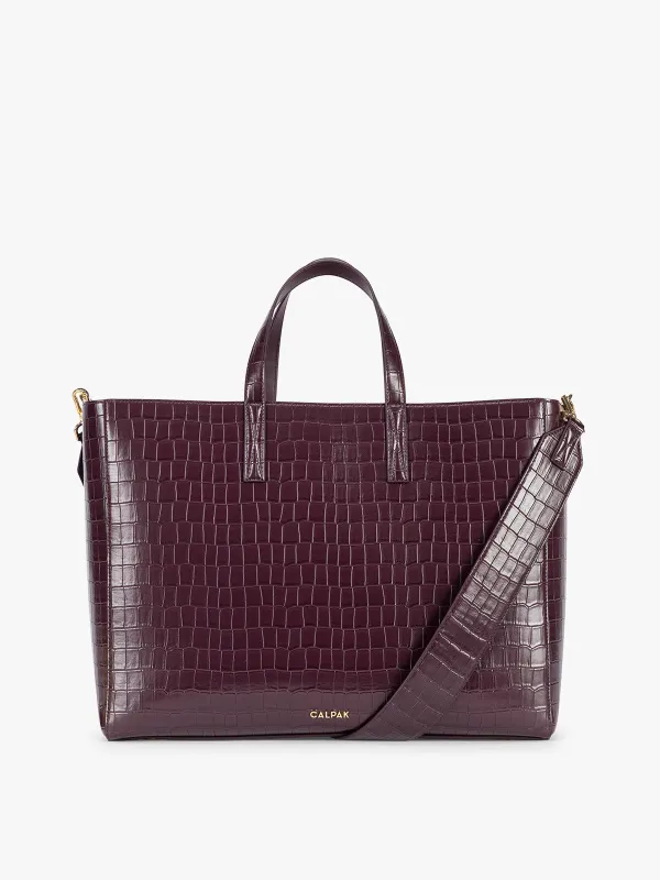 Haven 16" Laptop Tote in Croc-Embossed made by Haven