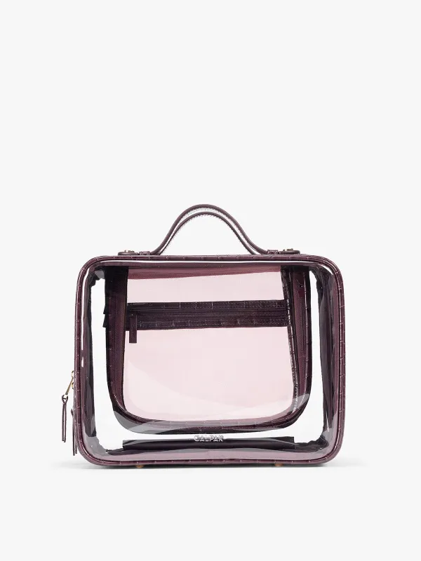 Large Clear Cosmetics Case in Croc-Embossed made by Calpak