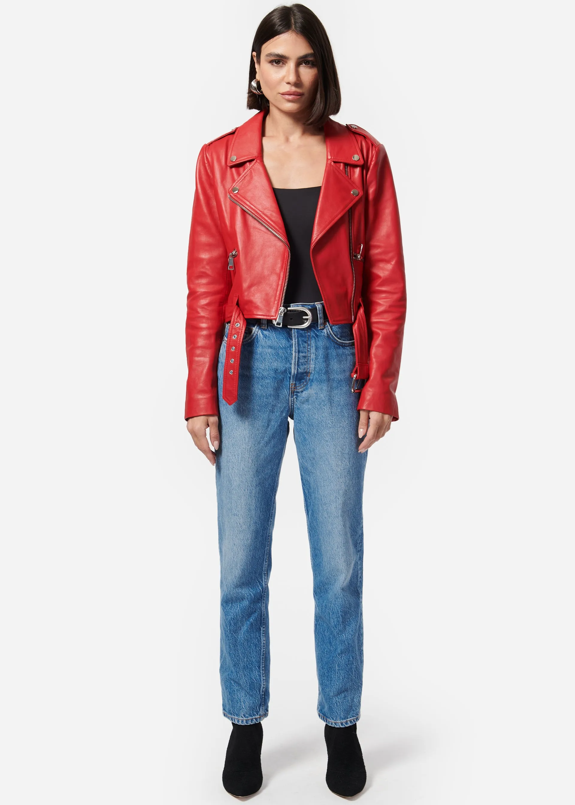 Kali Genuine Leather Jacket Scarlet sold by Cami NYC product image thumbnail 2