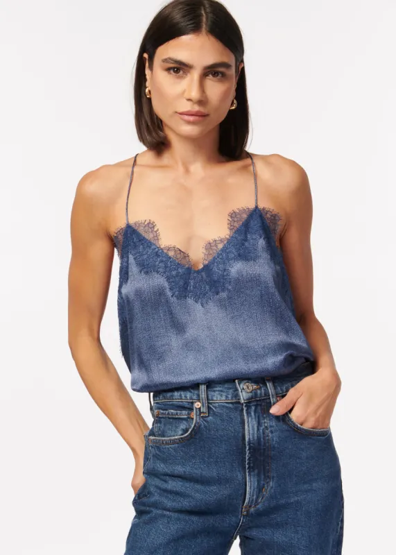 Racer Charmeuse Camisole Raw Denim sold by Cami NYC