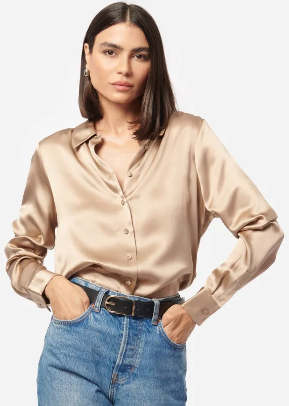 Crosby Silk Blouse Champagne sold by Cami NYC