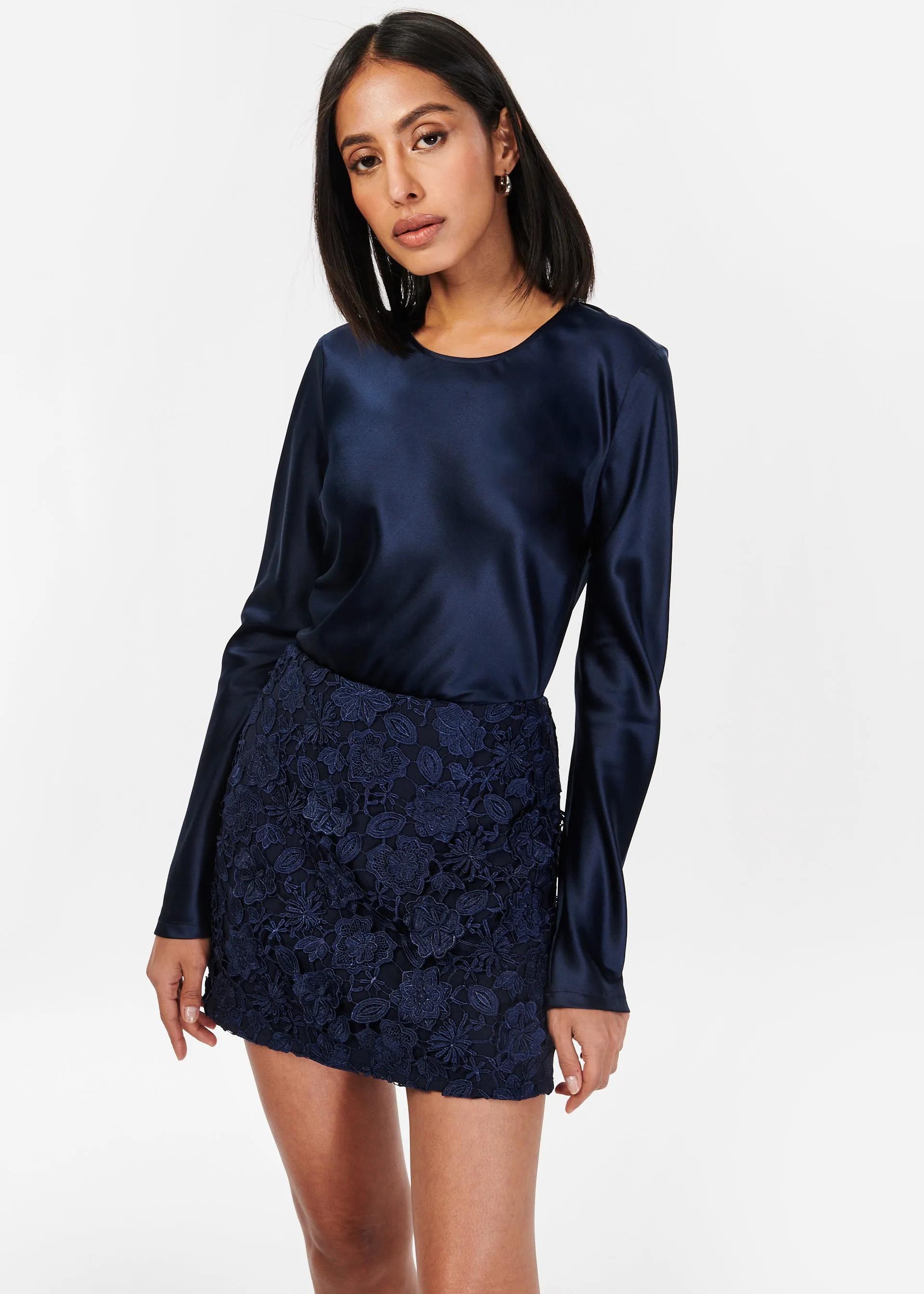 Florcienta Lace Skirt Navy sold by Cami NYC product image thumbnail 2