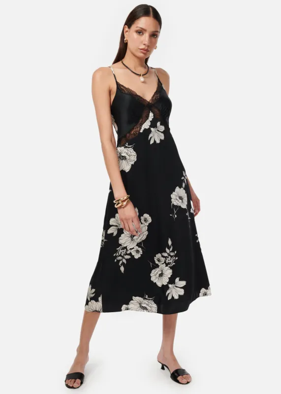 Marilyn Dress Black Botanical sold by Cami NYC