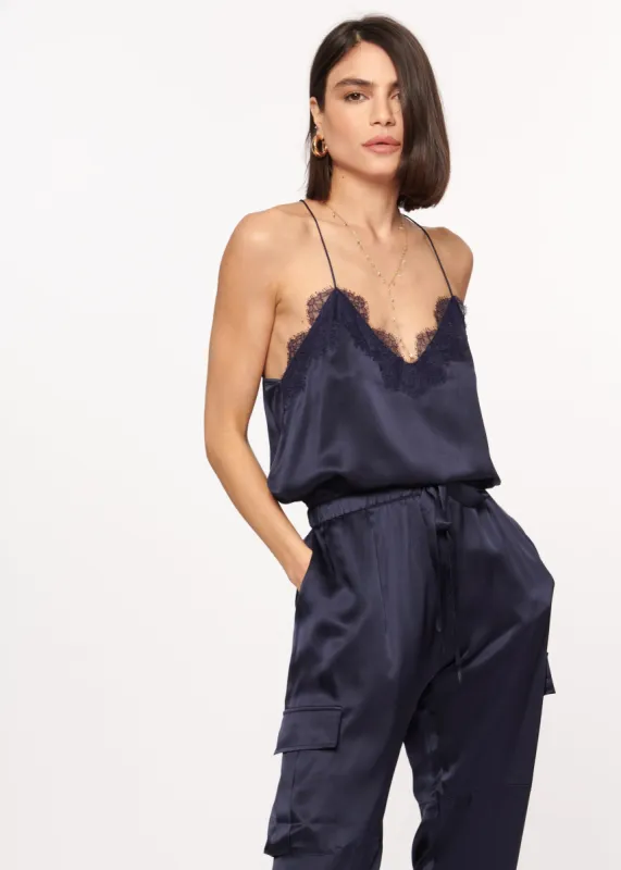 Racer Charmeuse Camisole Navy sold by CAMI