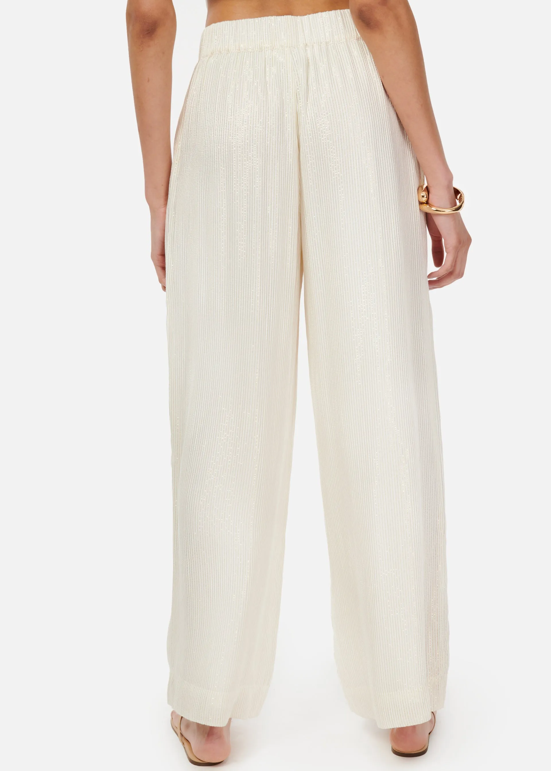 Medina Metallic Chiffon Pant White sold by Cami NYC product image thumbnail 3