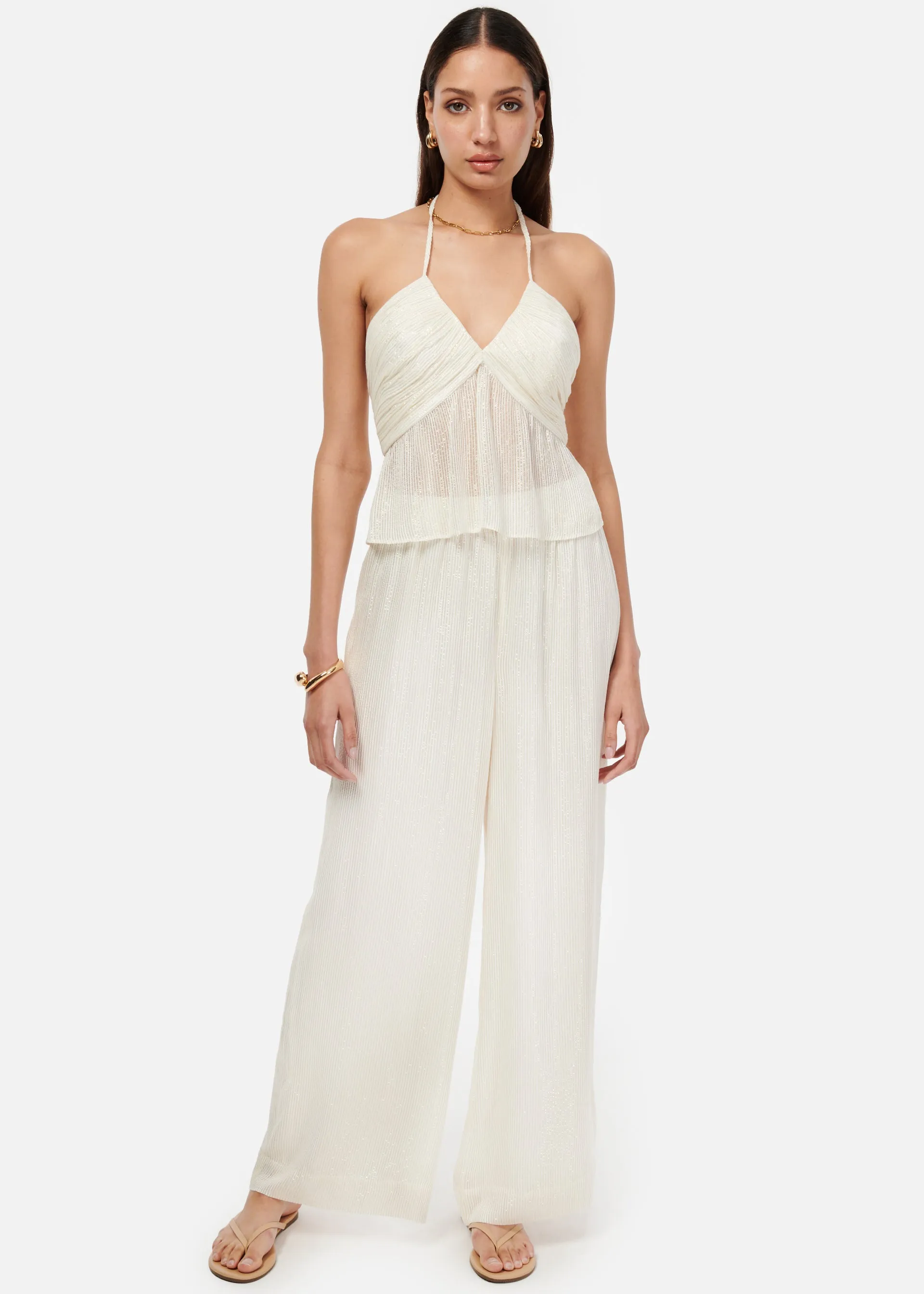 Medina Metallic Chiffon Pant White sold by Cami NYC product image thumbnail 2