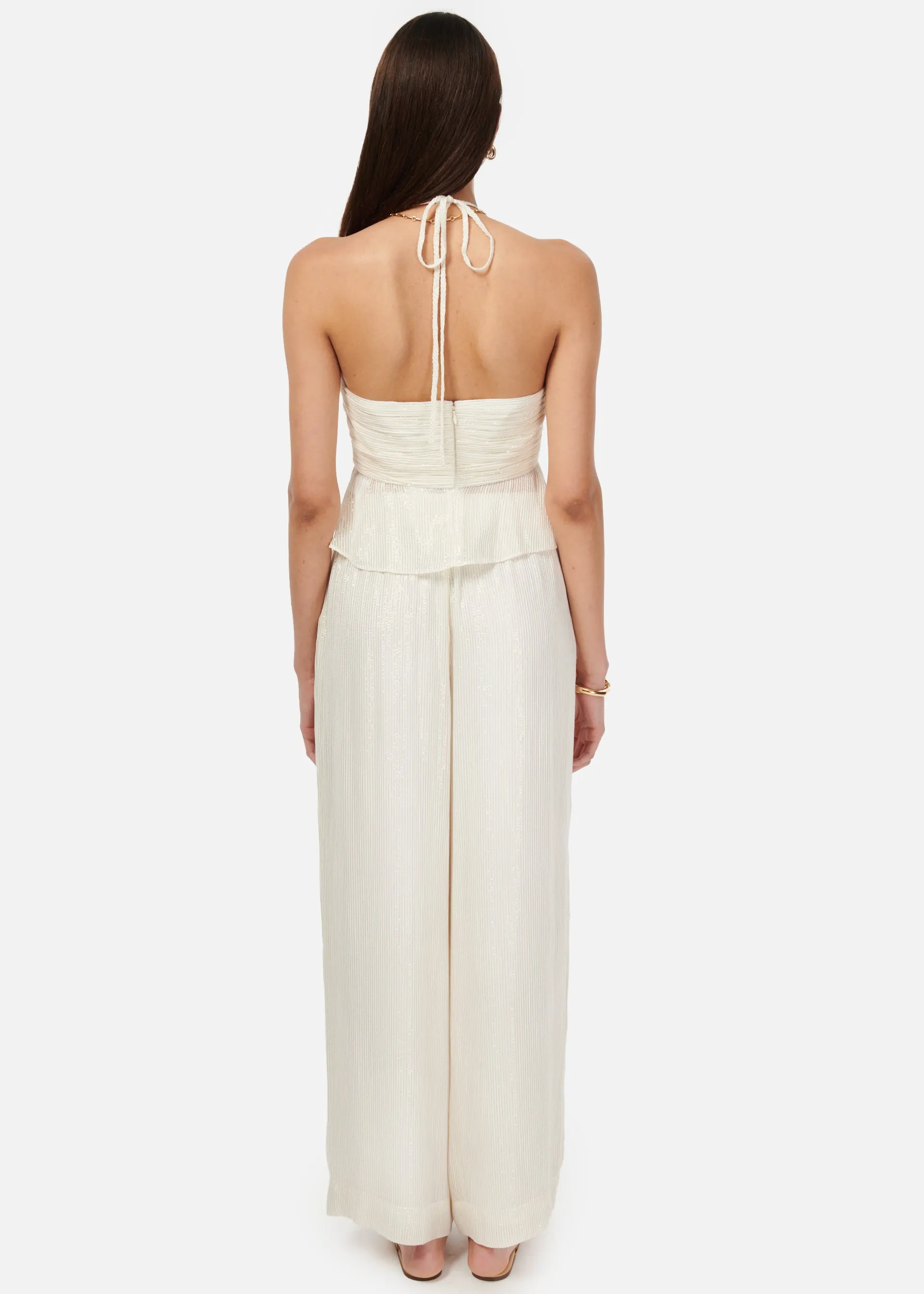 Medina Metallic Chiffon Pant White sold by Cami NYC product image thumbnail 4