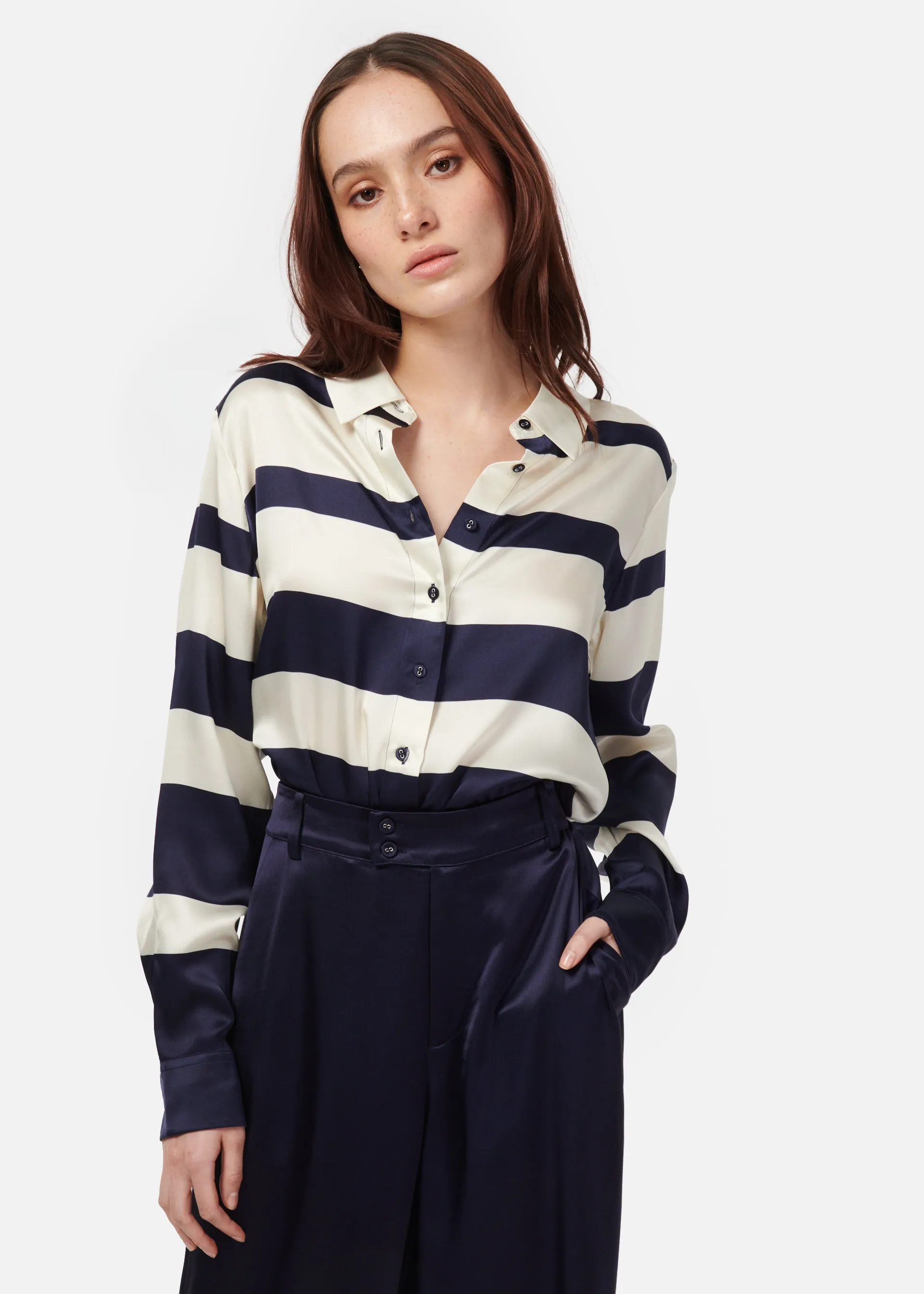 Crosby Blouse Shadow Stripe sold by Cami NYC product image thumbnail 4