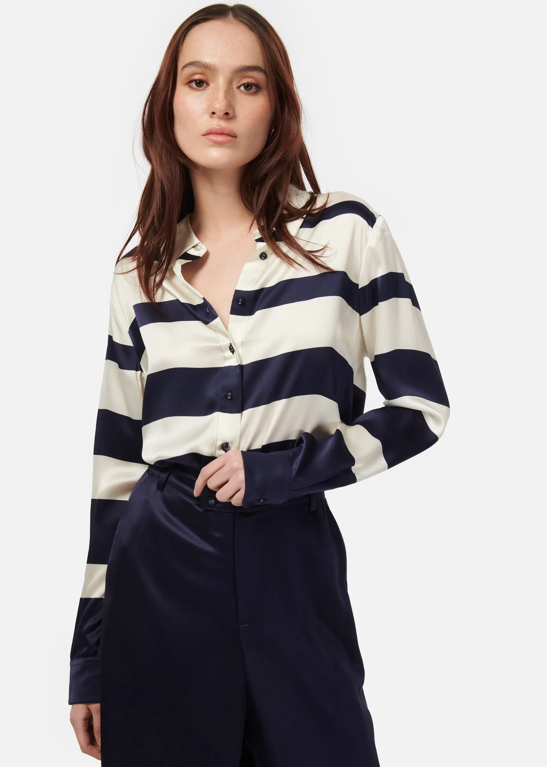 Crosby Blouse Shadow Stripe sold by Cami NYC product image thumbnail 3