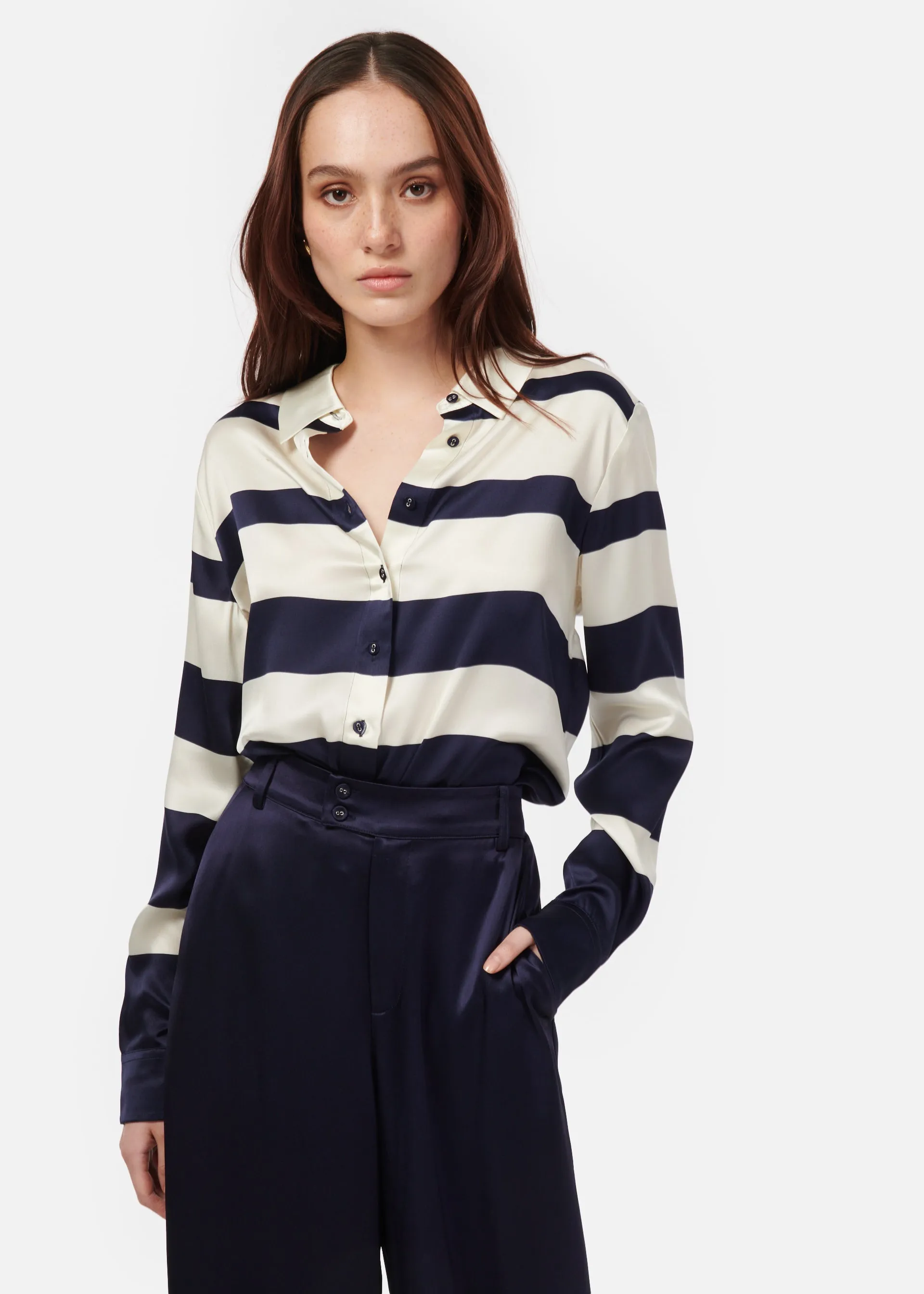 Crosby Blouse Shadow Stripe sold by Cami NYC