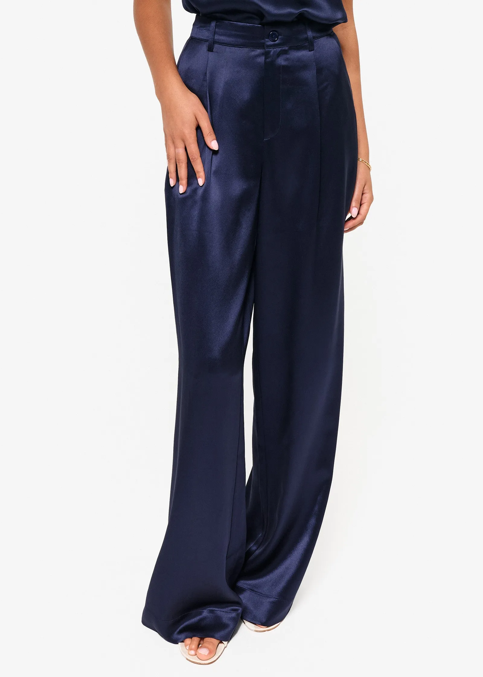 Noura Wide Leg Pant Navy sold by Cami NYC
