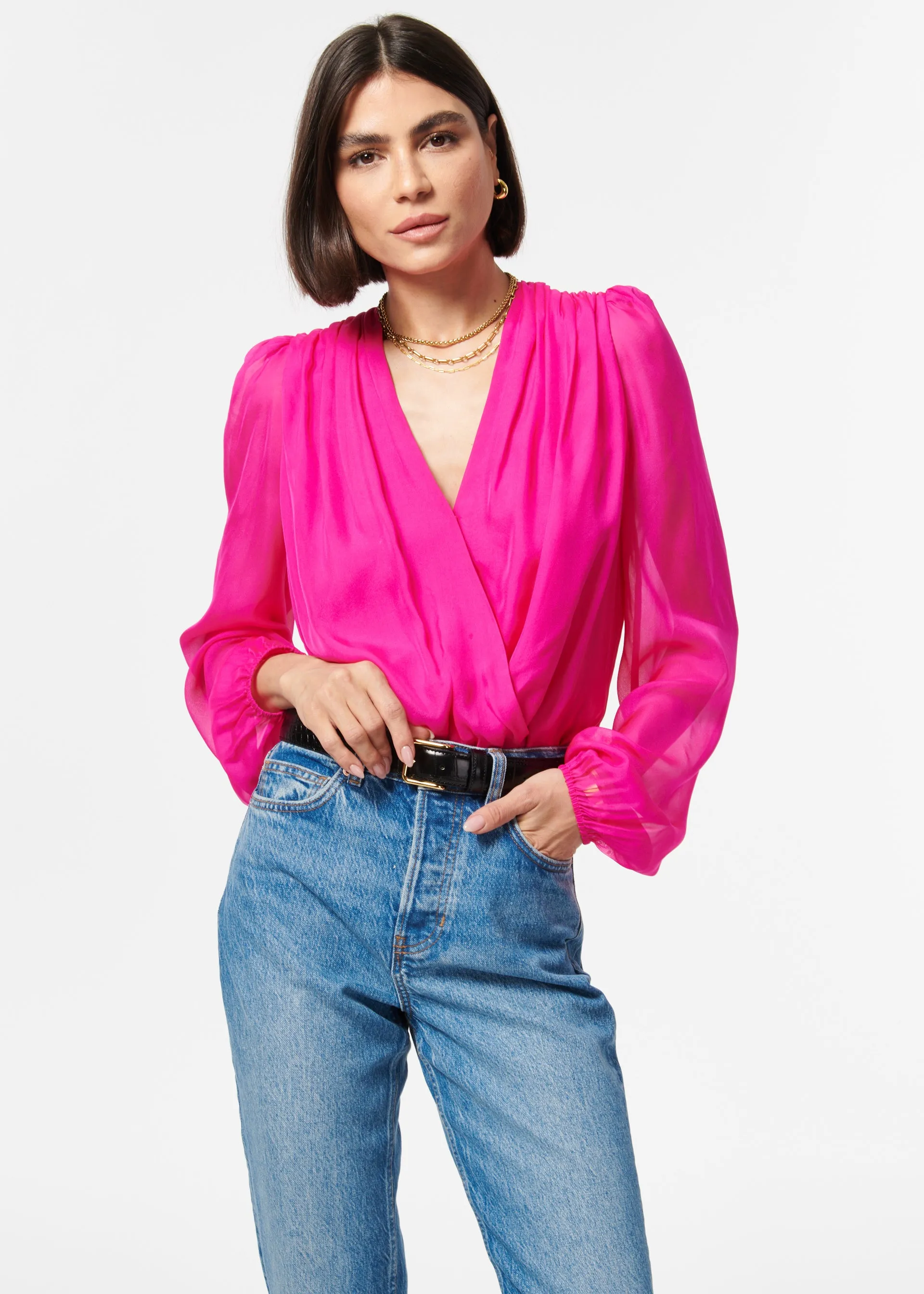 Isa Bodysuit Neon Pink sold by Cami NYC