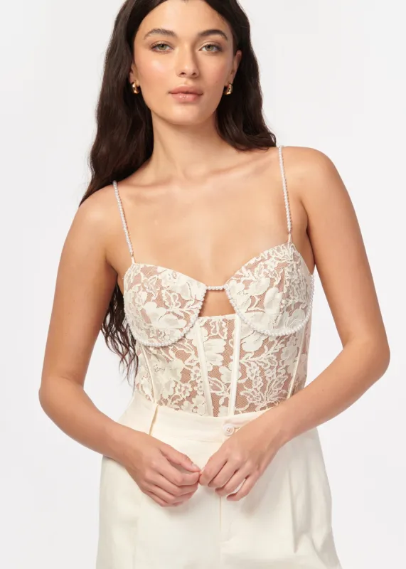 Delmara Corset Bodysuit Ceramic sold by Cami NYC