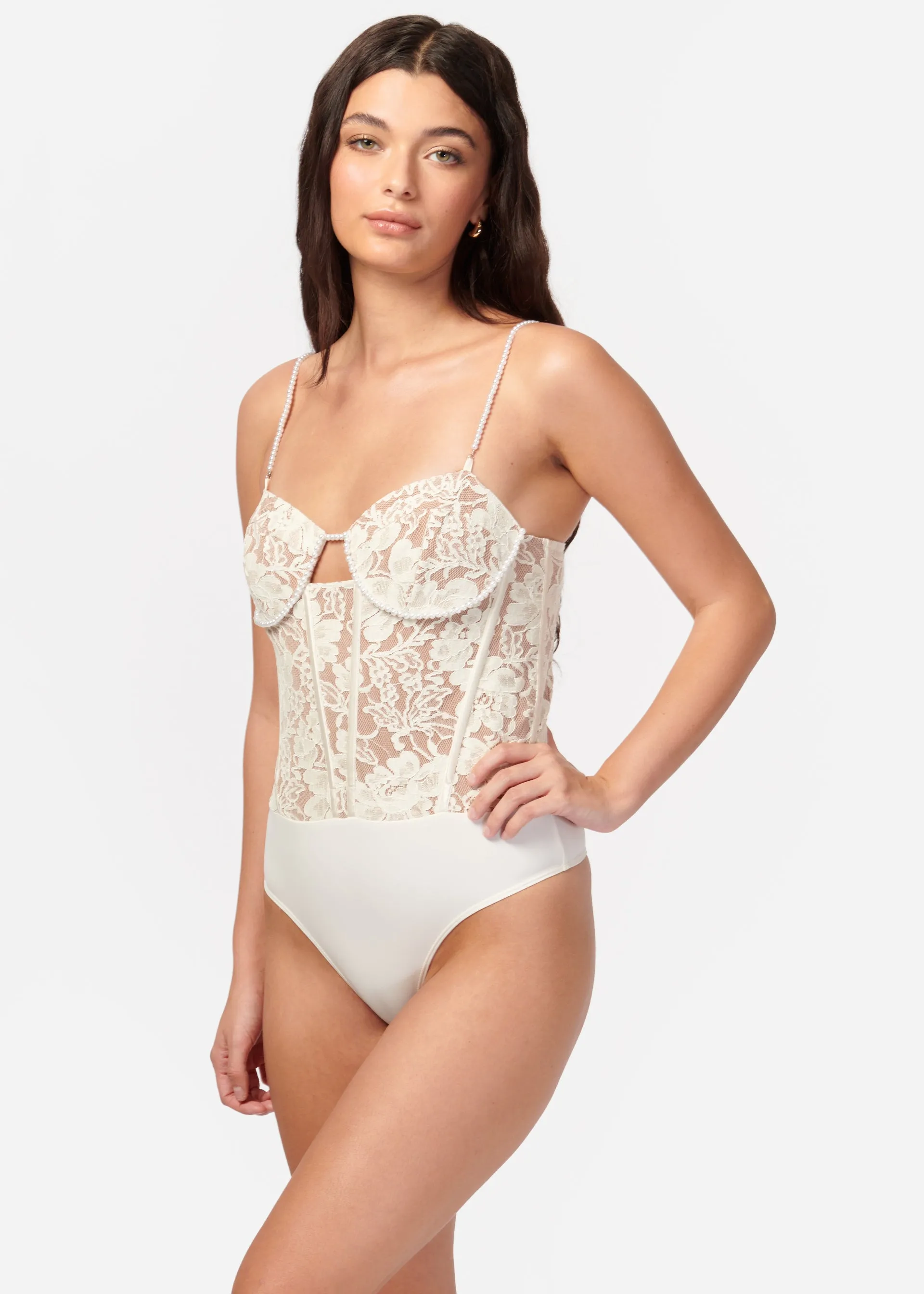 Delmara Corset Bodysuit Ceramic sold by Cami NYC product image thumbnail 5