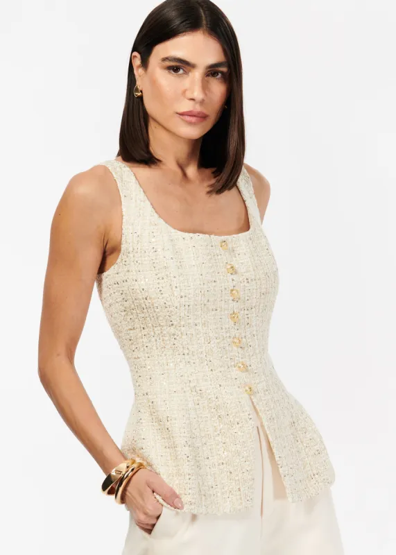 Rosita Tweed Top Gold Fleck made by Cami NYC