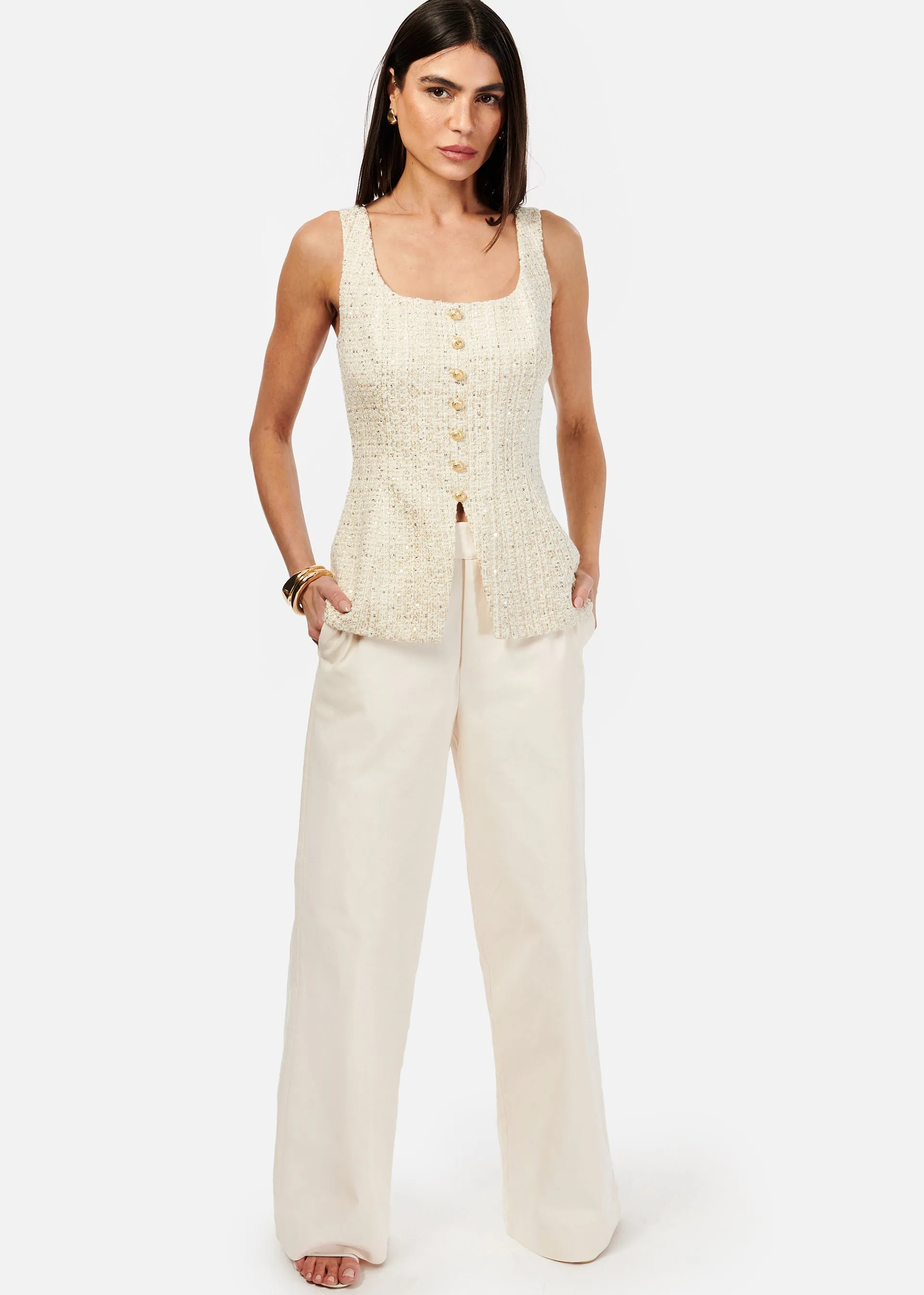 Rosita Tweed Top Gold Fleck sold by Cami NYC product image thumbnail 3