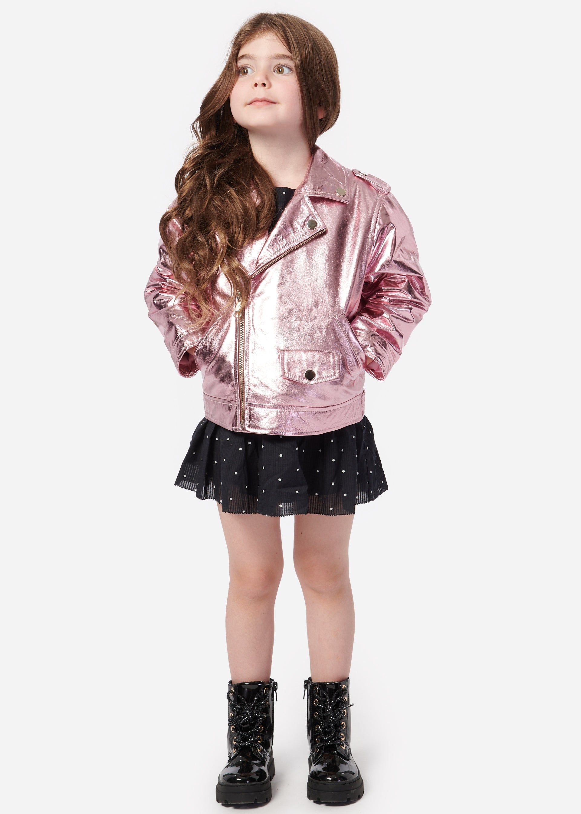 Kids Kali Genuine Leather Jacket Rose Gold sold by Cami NYC