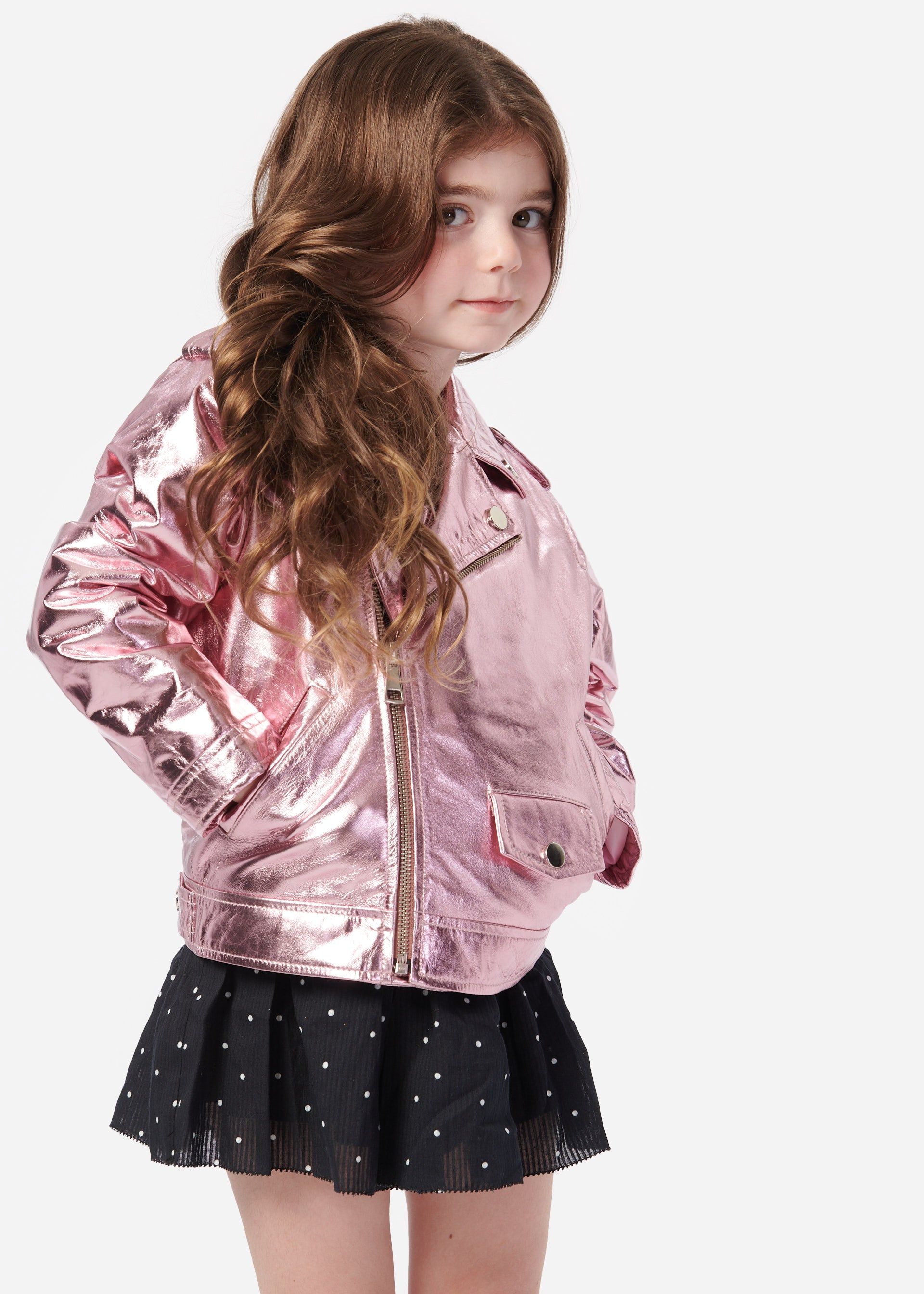 Kids Kali Genuine Leather Jacket Rose Gold sold by Cami NYC product image thumbnail 2