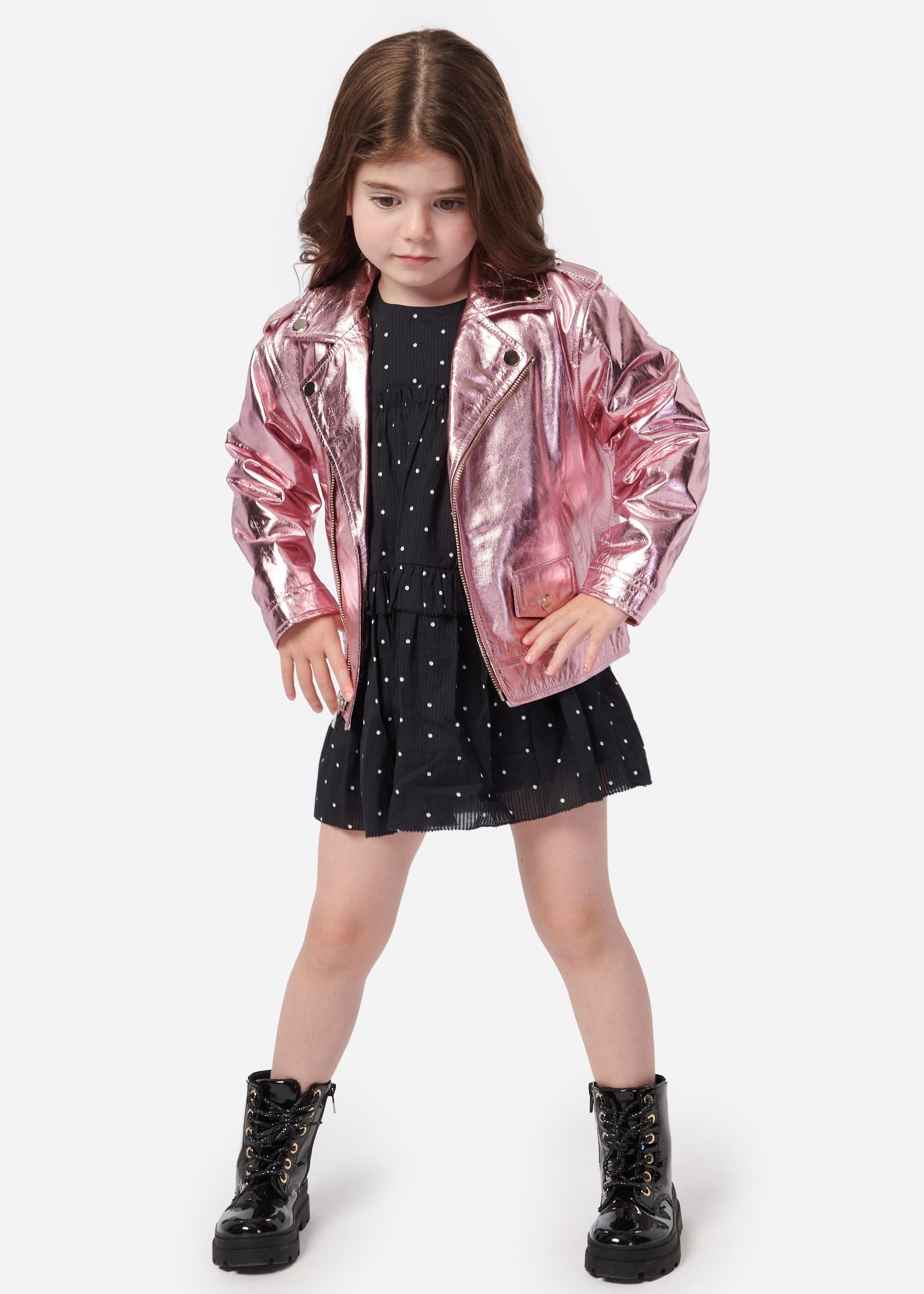 Kids Kali Genuine Leather Jacket Rose Gold sold by Cami NYC product image thumbnail 3