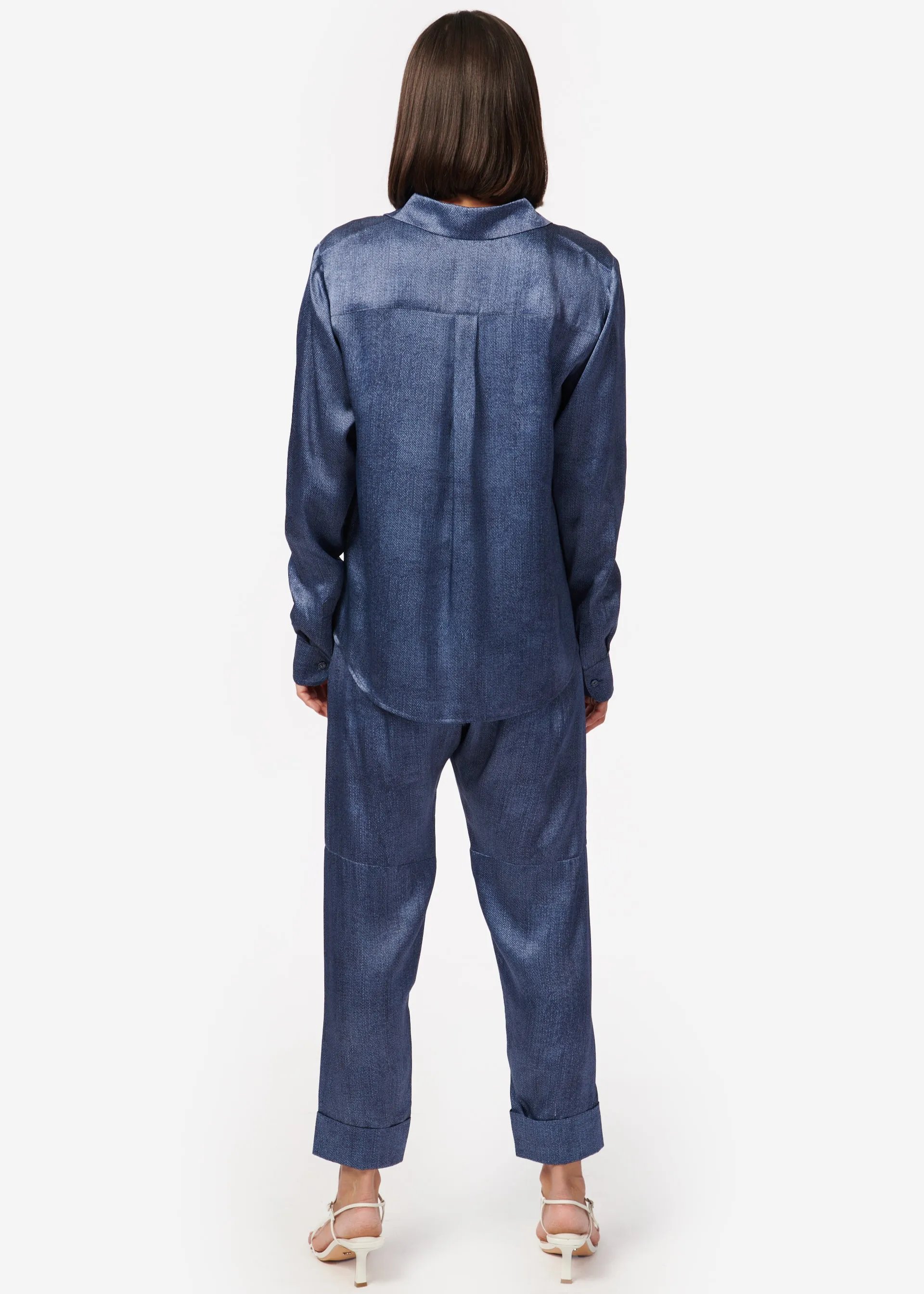 Crosby Silk Blouse Raw Denim sold by Cami NYC product image thumbnail 3