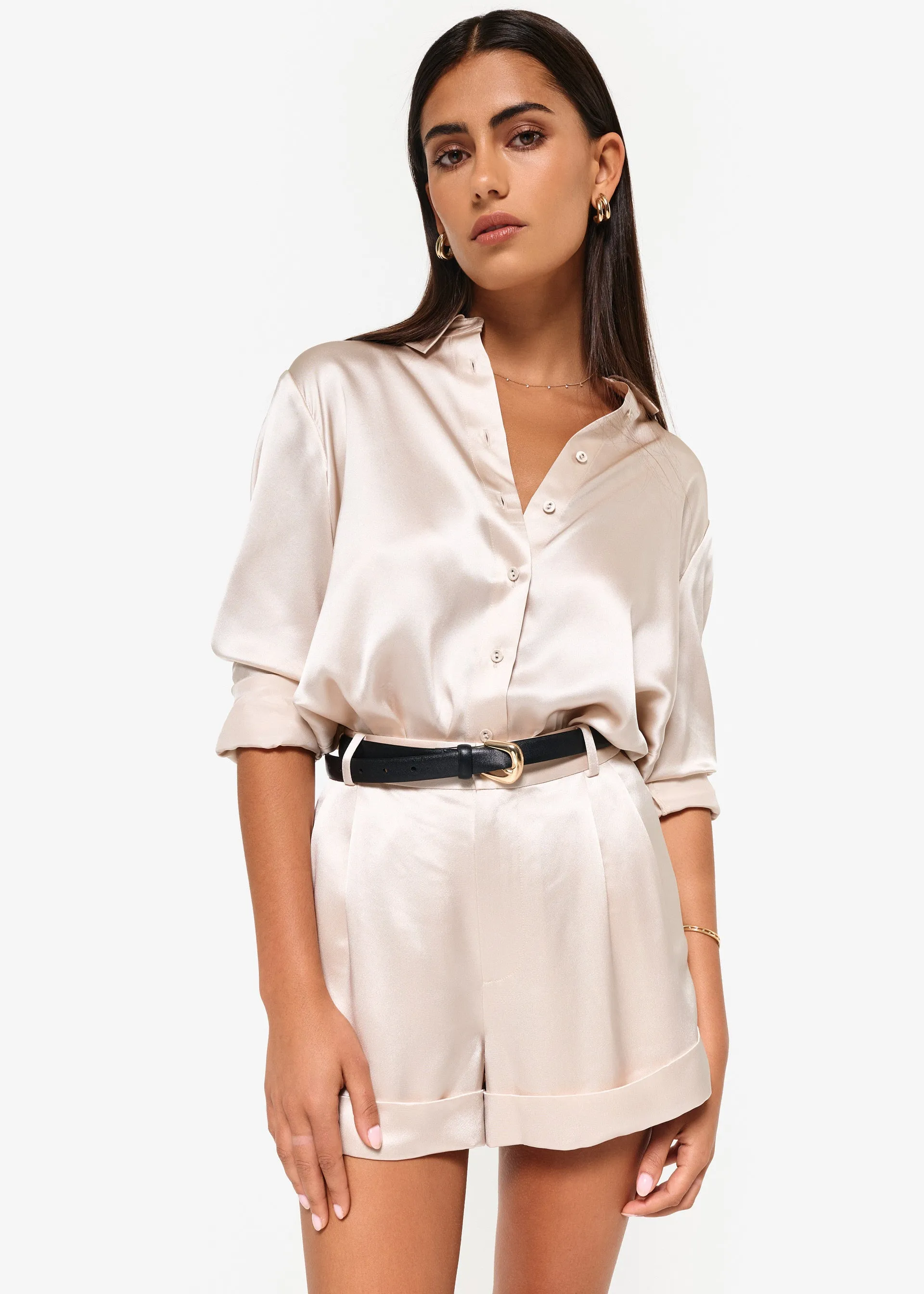Crosby Silk Blouse Oat sold by Cami NYC