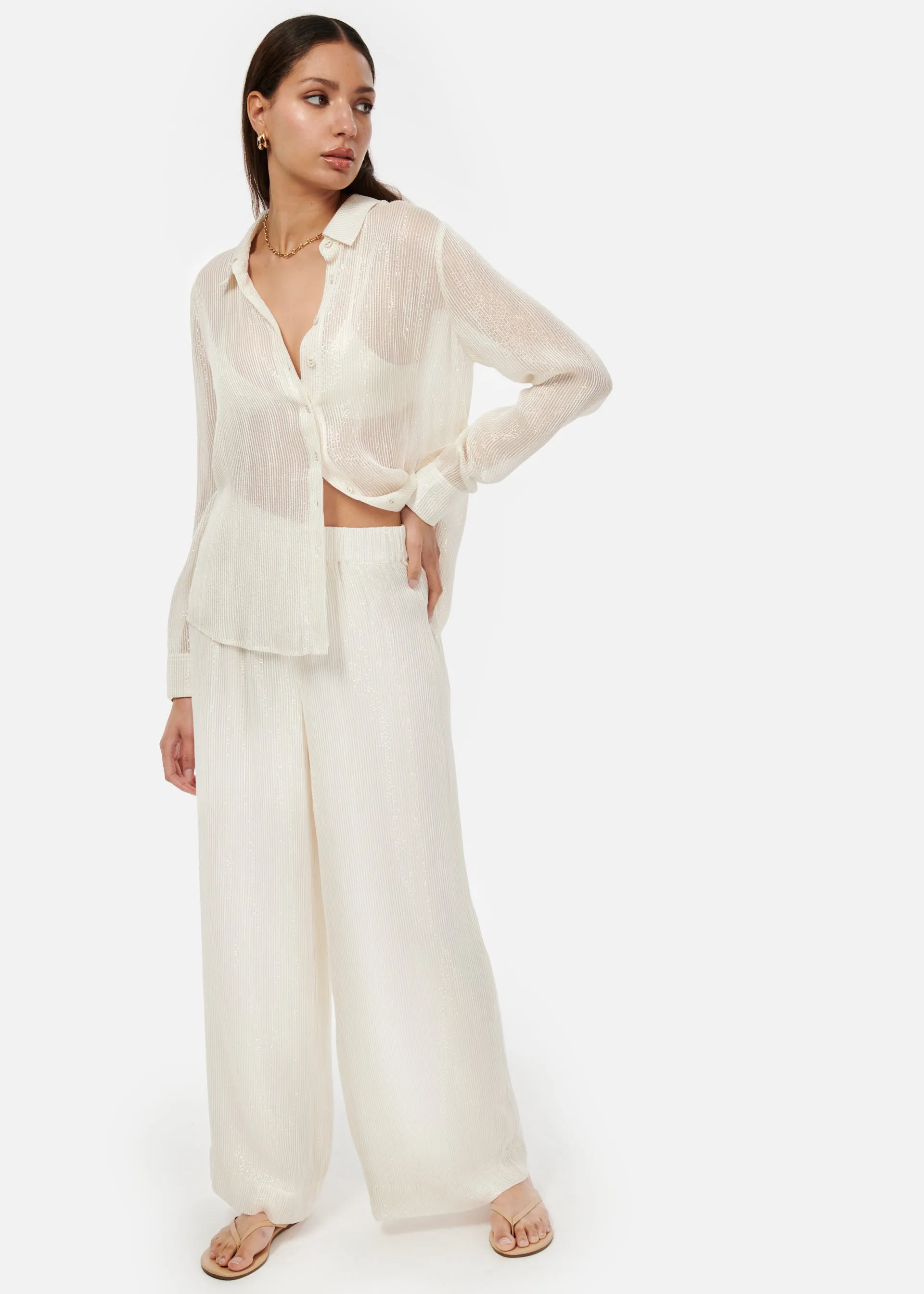 Yael Metallic Chiffon Top White sold by Cami NYC product image thumbnail 5