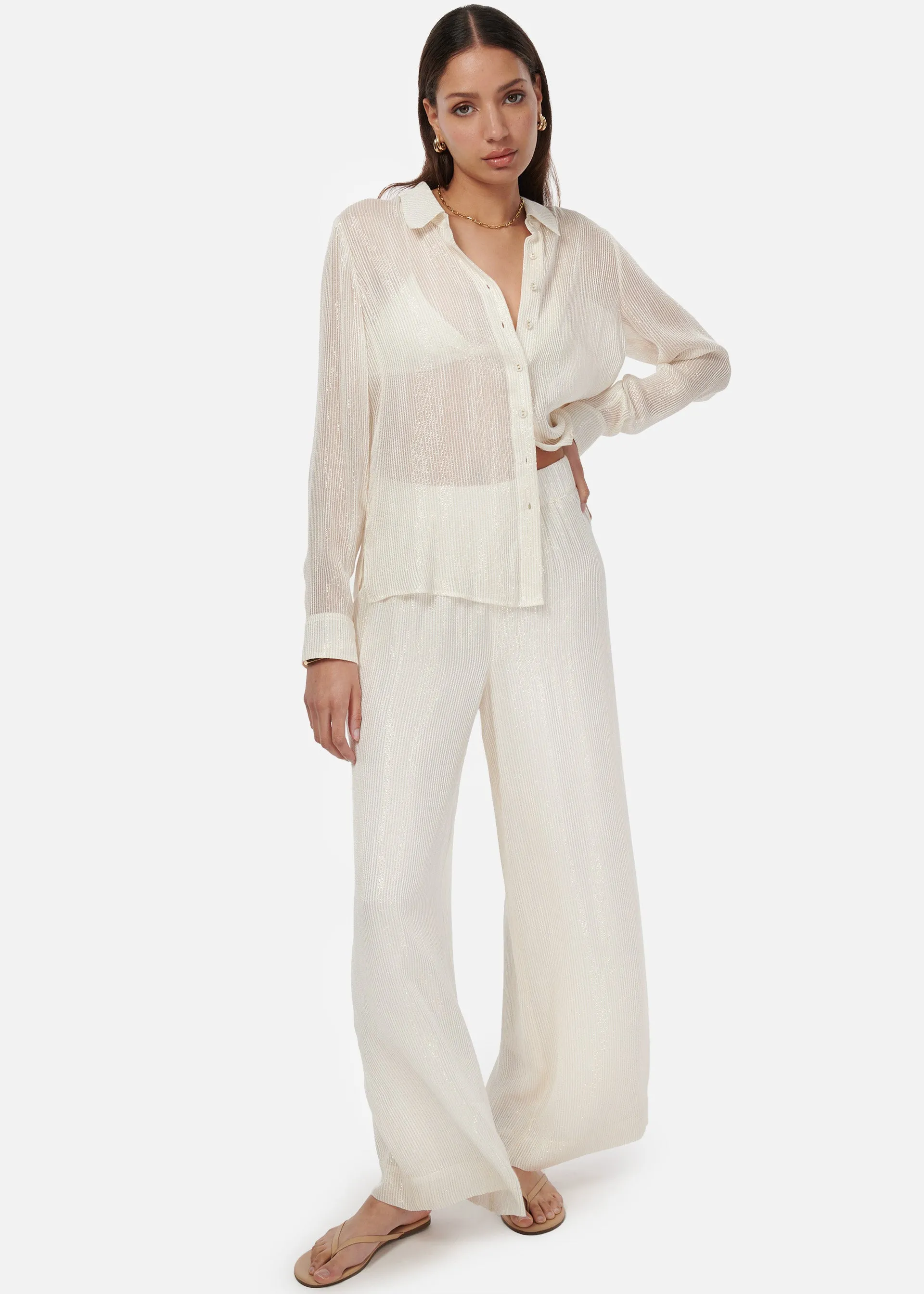 Yael Metallic Chiffon Top White sold by Cami NYC product image thumbnail 2